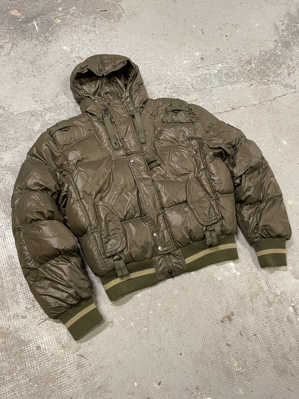 AW2003 Dolce & Gabbana Olive Military Puffer Jacket (L/XL)