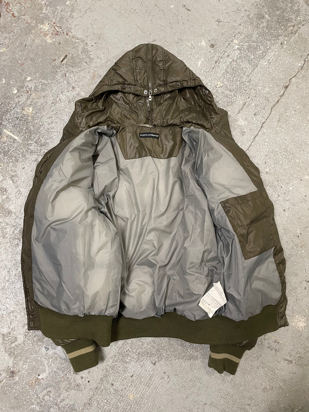 AW2003 Dolce & Gabbana Olive Military Puffer Jacket (L/XL)