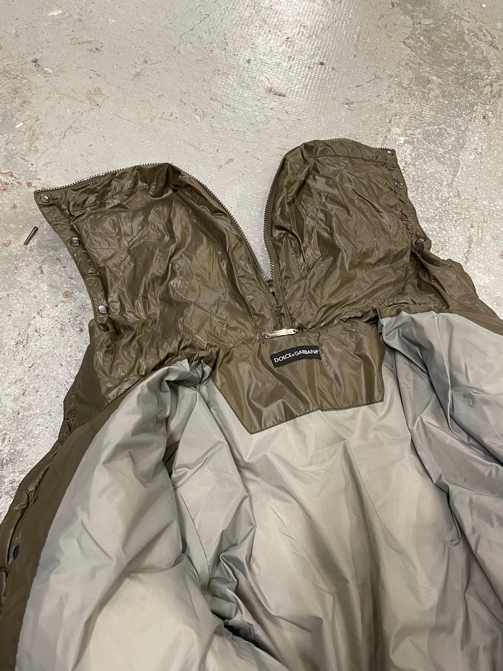 AW2003 Dolce & Gabbana Olive Military Puffer Jacket (L/XL)