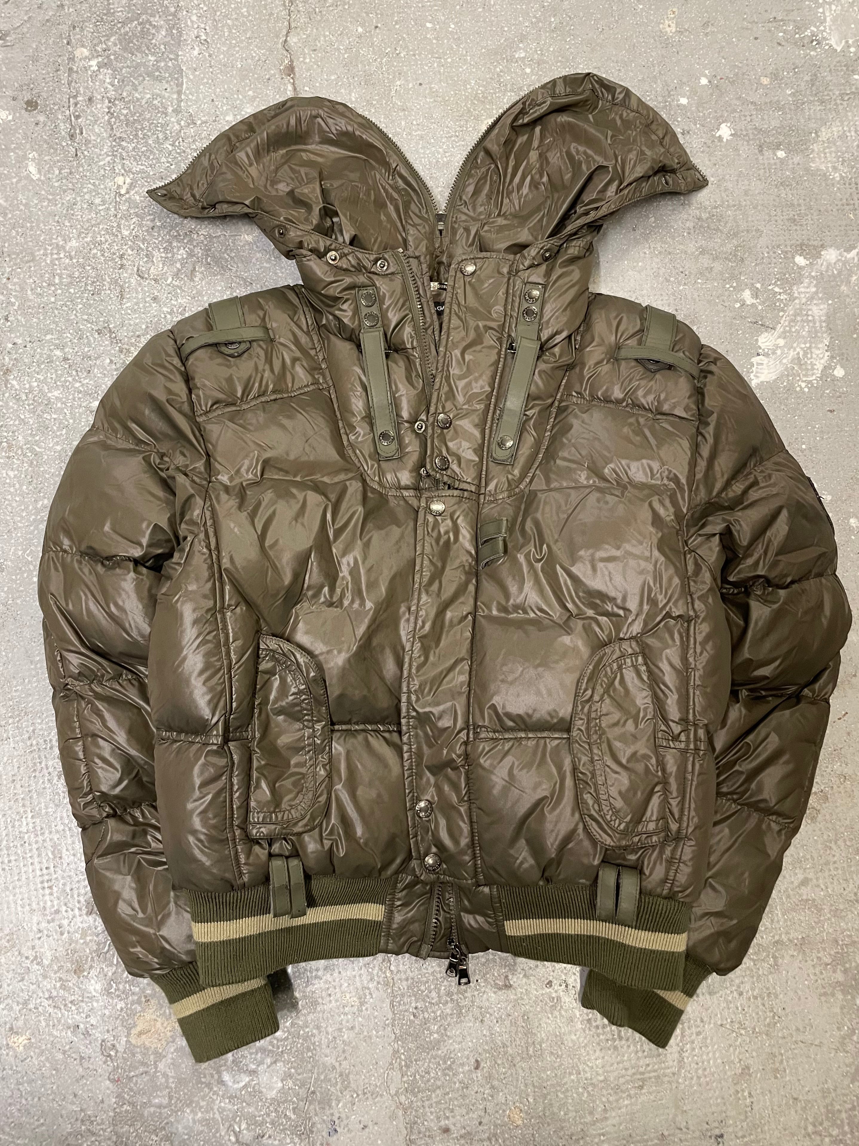 AW2003 Dolce & Gabbana Olive Military Puffer Jacket (L/XL)