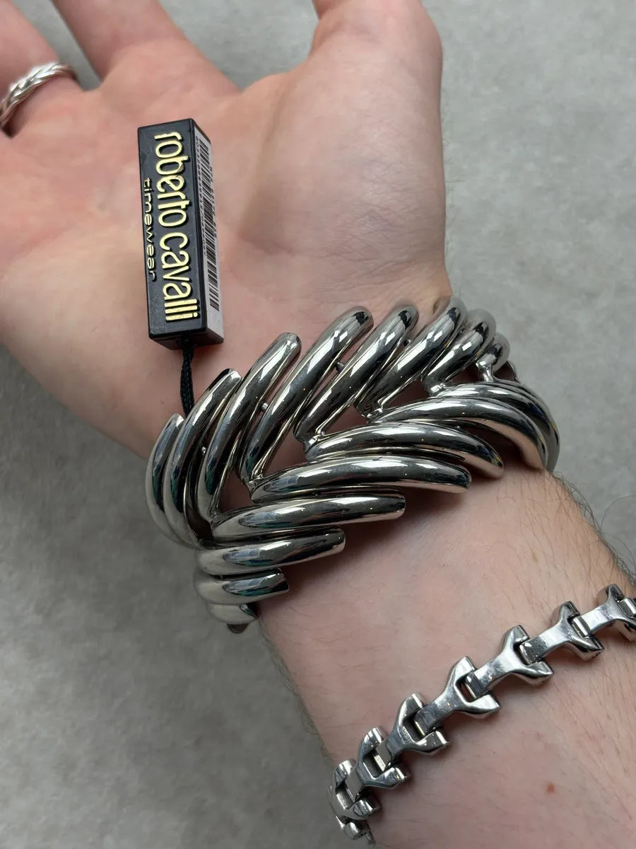 Roberto Cavalli Silver-Tone Metal Sculptural Bracelet Watch TziKdbuJ 1