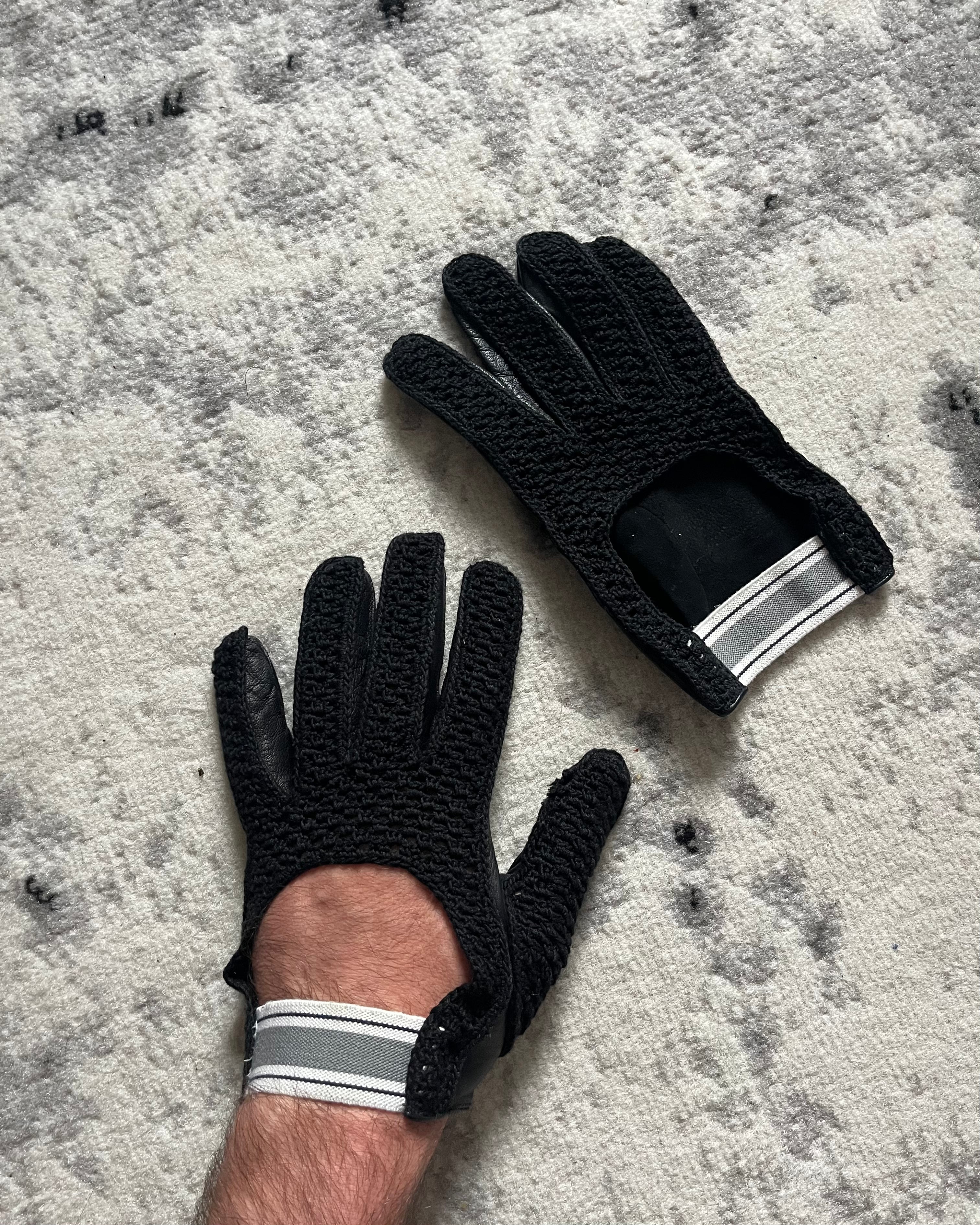 90s Prada Biker Black Leather Gloves