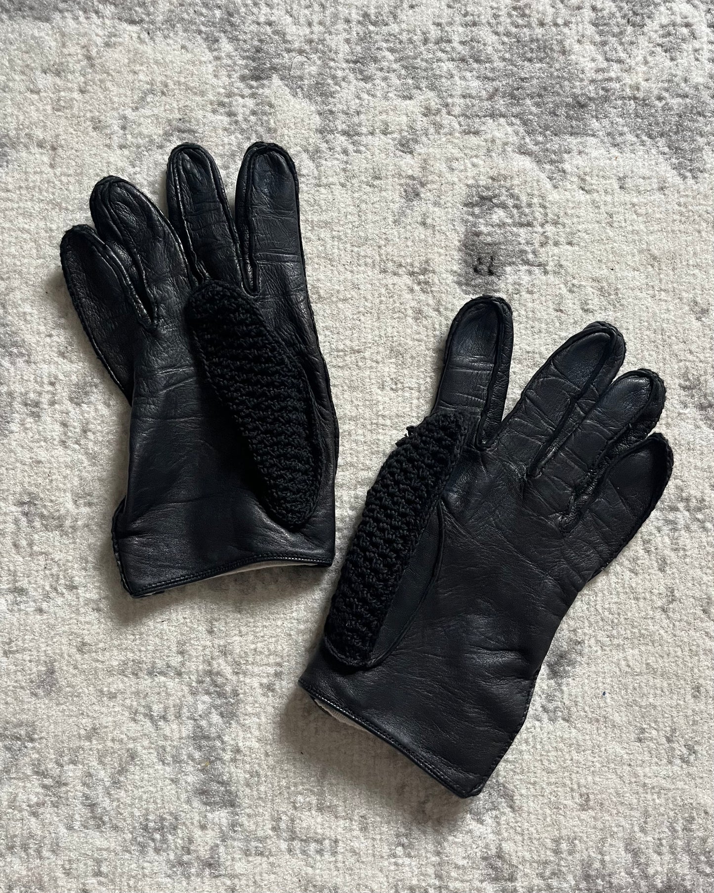 90s Prada Biker Black Leather Gloves