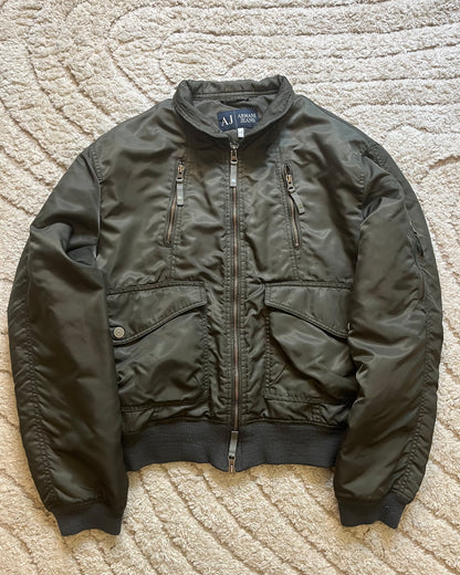 00s Armani Utility Zippers Olive Bomber (M)