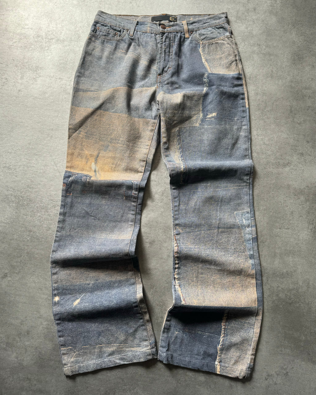 2000s Cavalli Trompe L'Oeil Denim Pockets Pants
