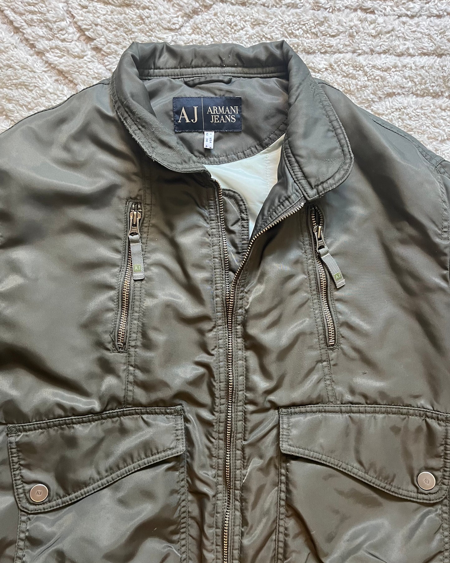 00s Armani Utility Zippers Olive Bomber (M)