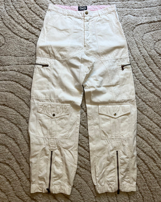2004 Dolce &amp; Gabbana 白色对称工装裤 (L)