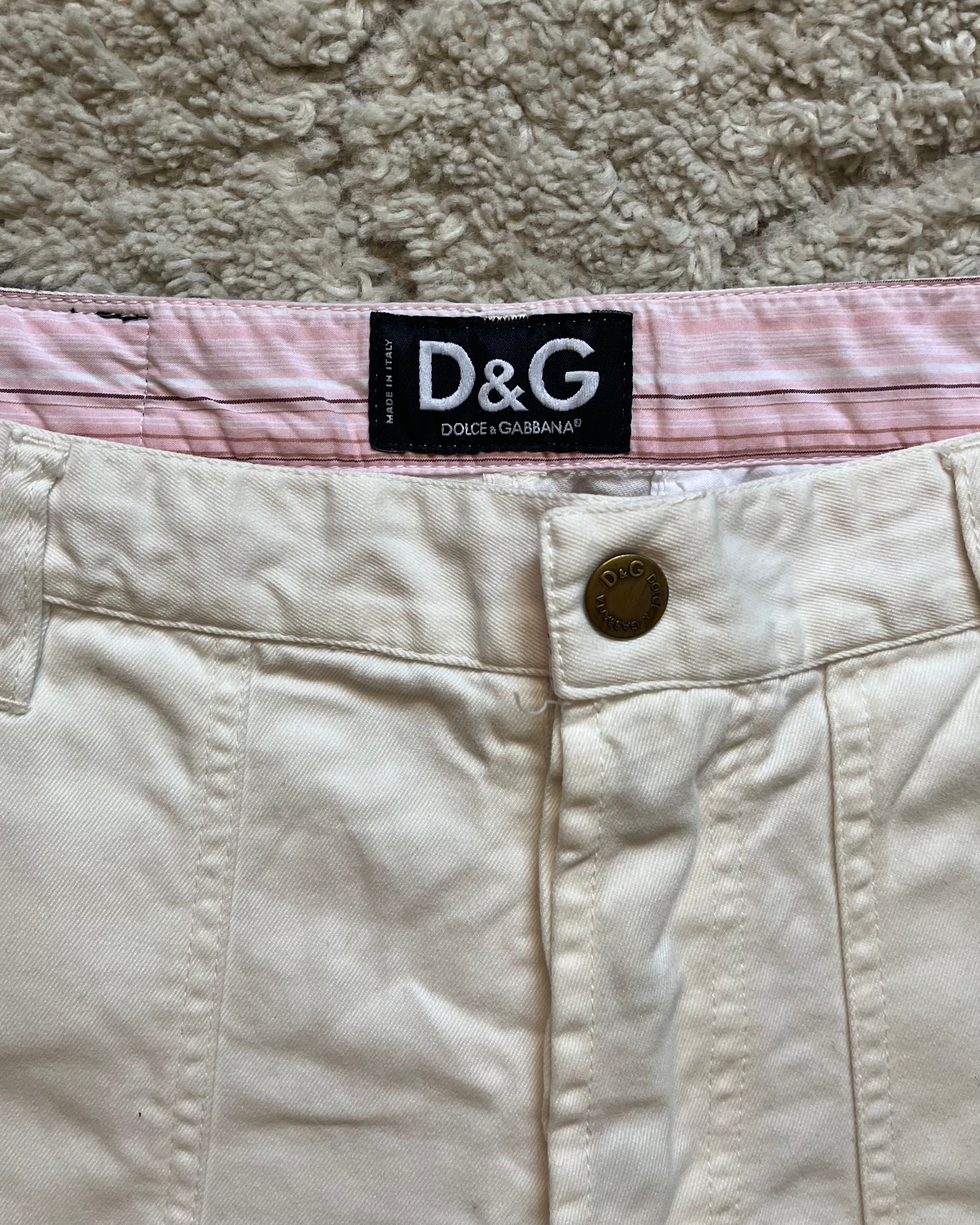 2004 Dolce & Gabbana White Symetrical Cargo Pants (L)