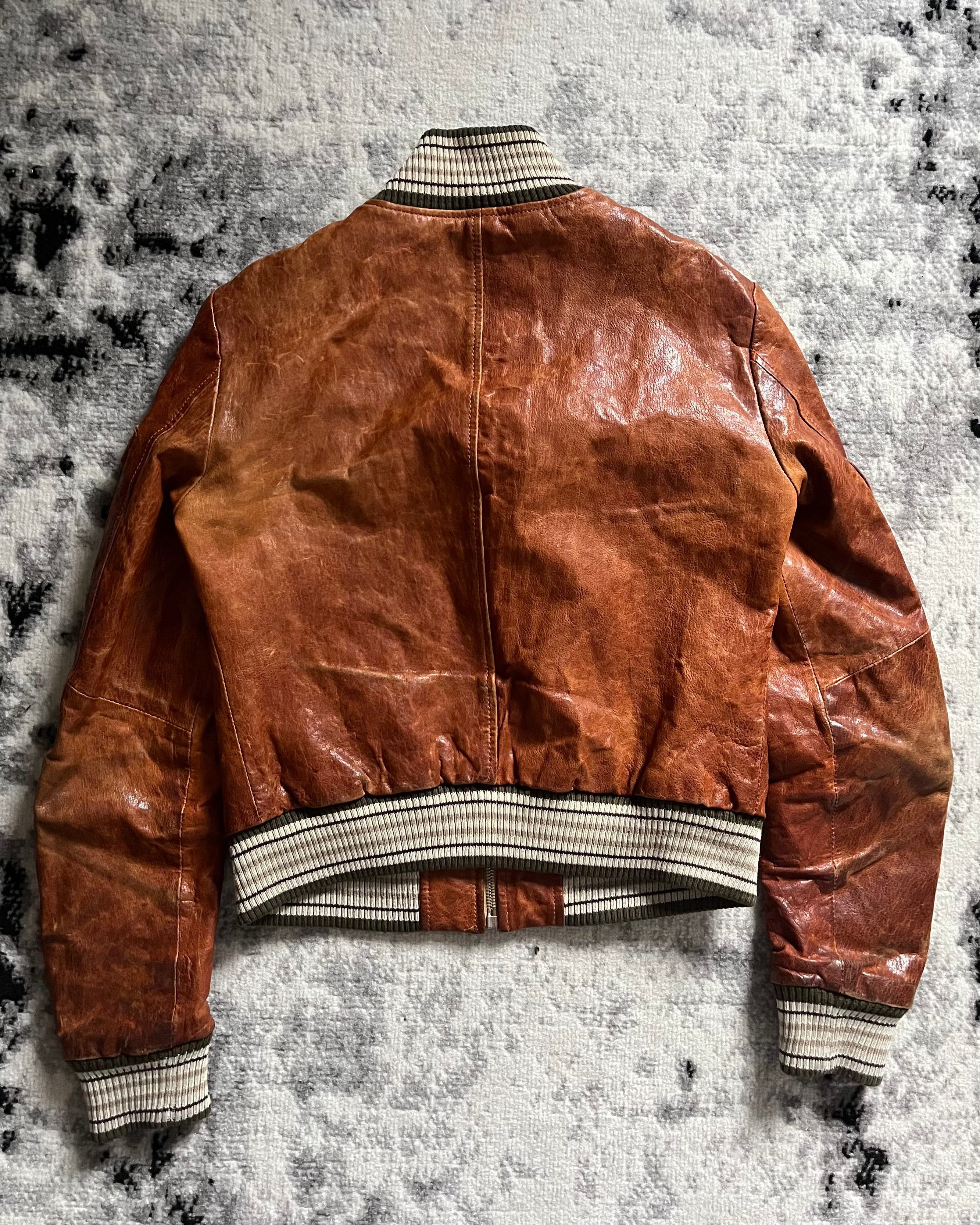 2000s Dolce & Gabbana Brown Cargo Leather Jacket