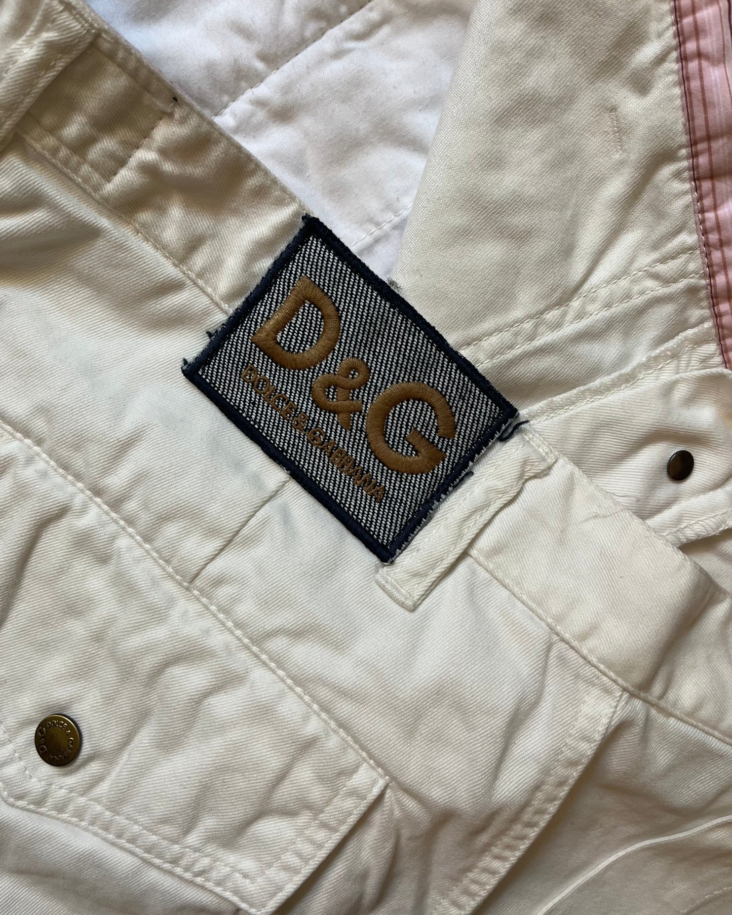 2004 Dolce & Gabbana White Symetrical Cargo Pants (L)