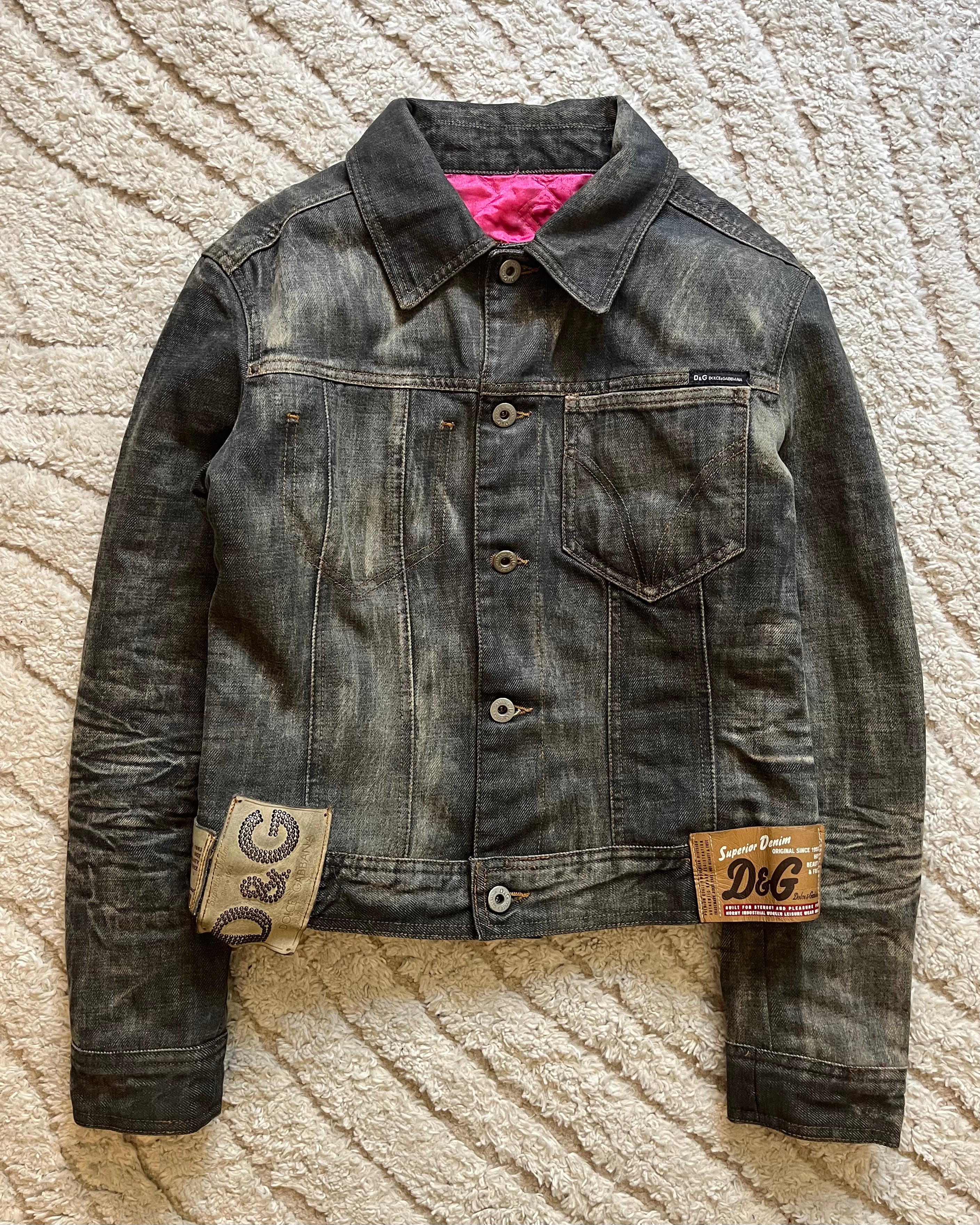 AW03 ドルチェ＆ガッバーナ グラマーパッチワークデニムジャケット(XS) 