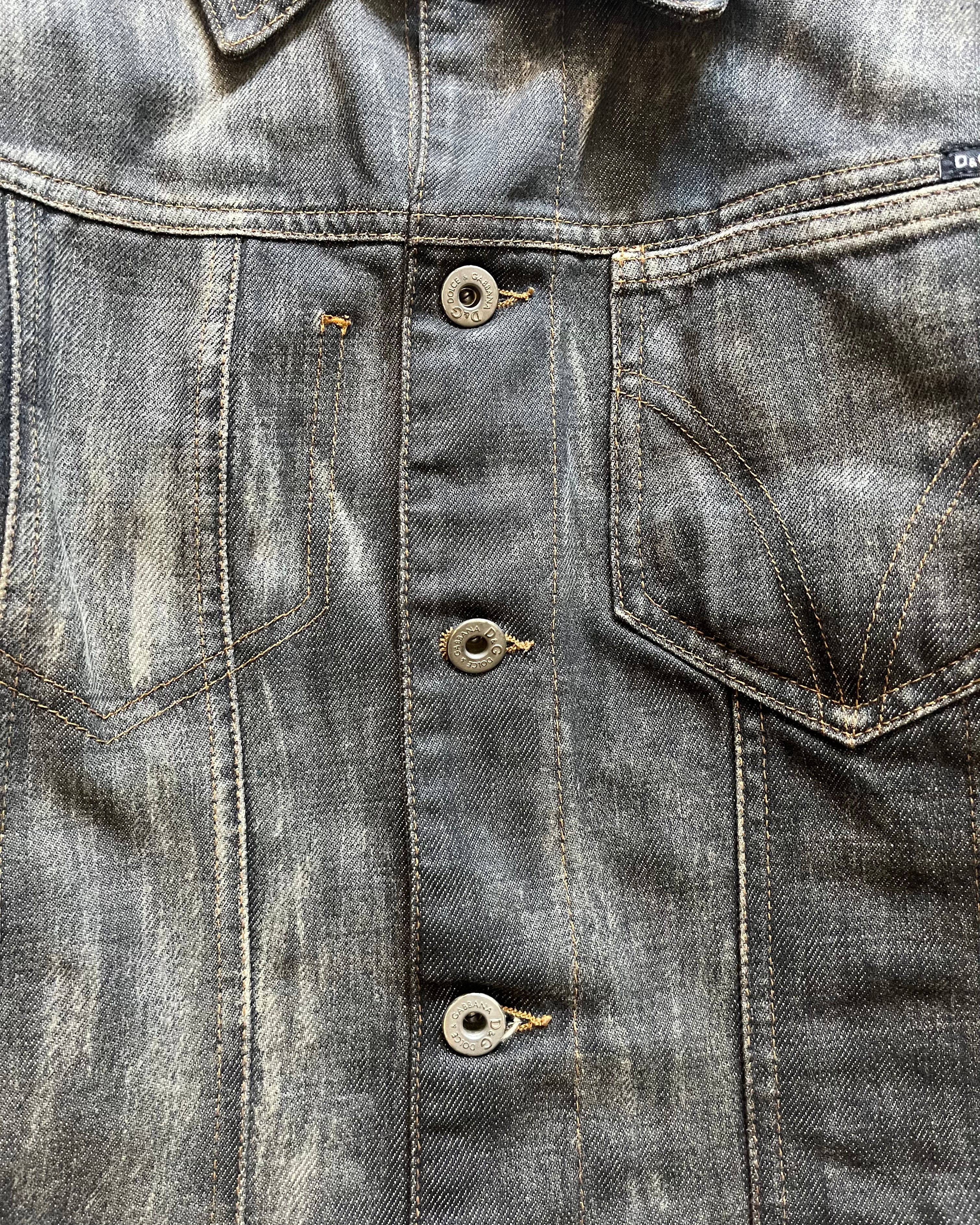 AW03 ドルチェ＆ガッバーナ グラマーパッチワークデニムジャケット(XS) 