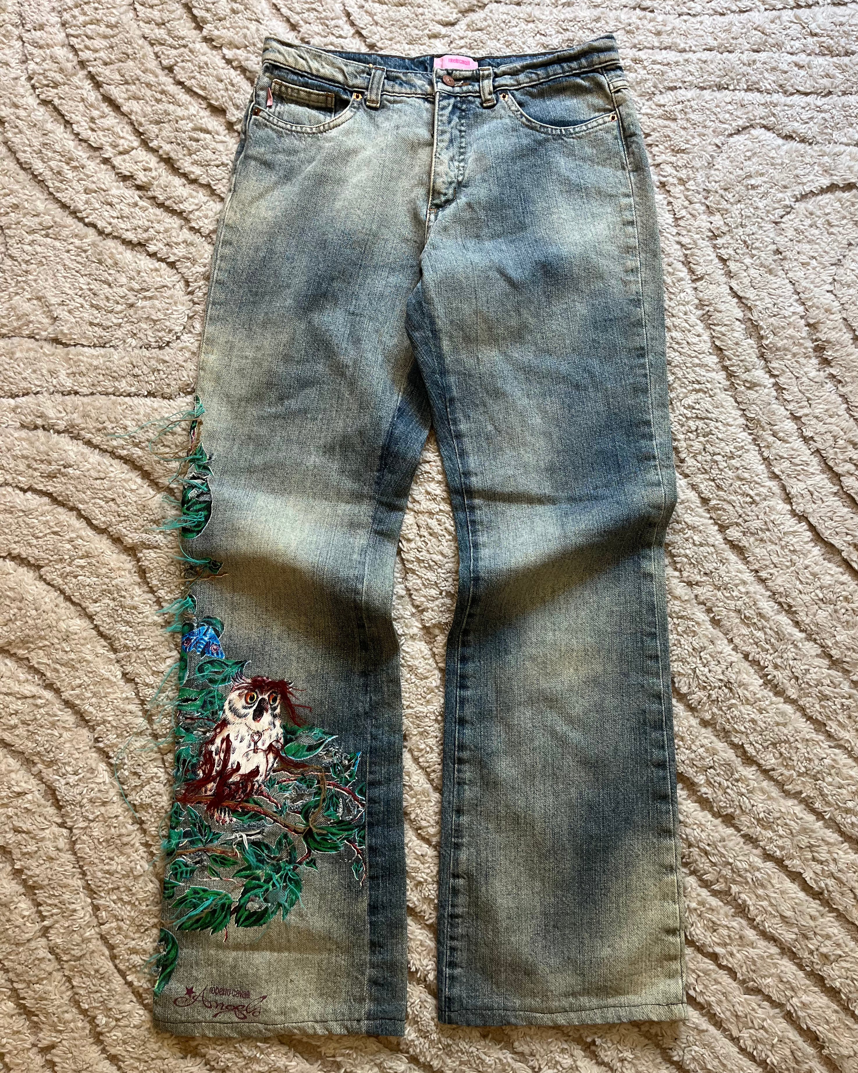 Roberto Cavalli Relief Owls Nature Embroidered (XS)