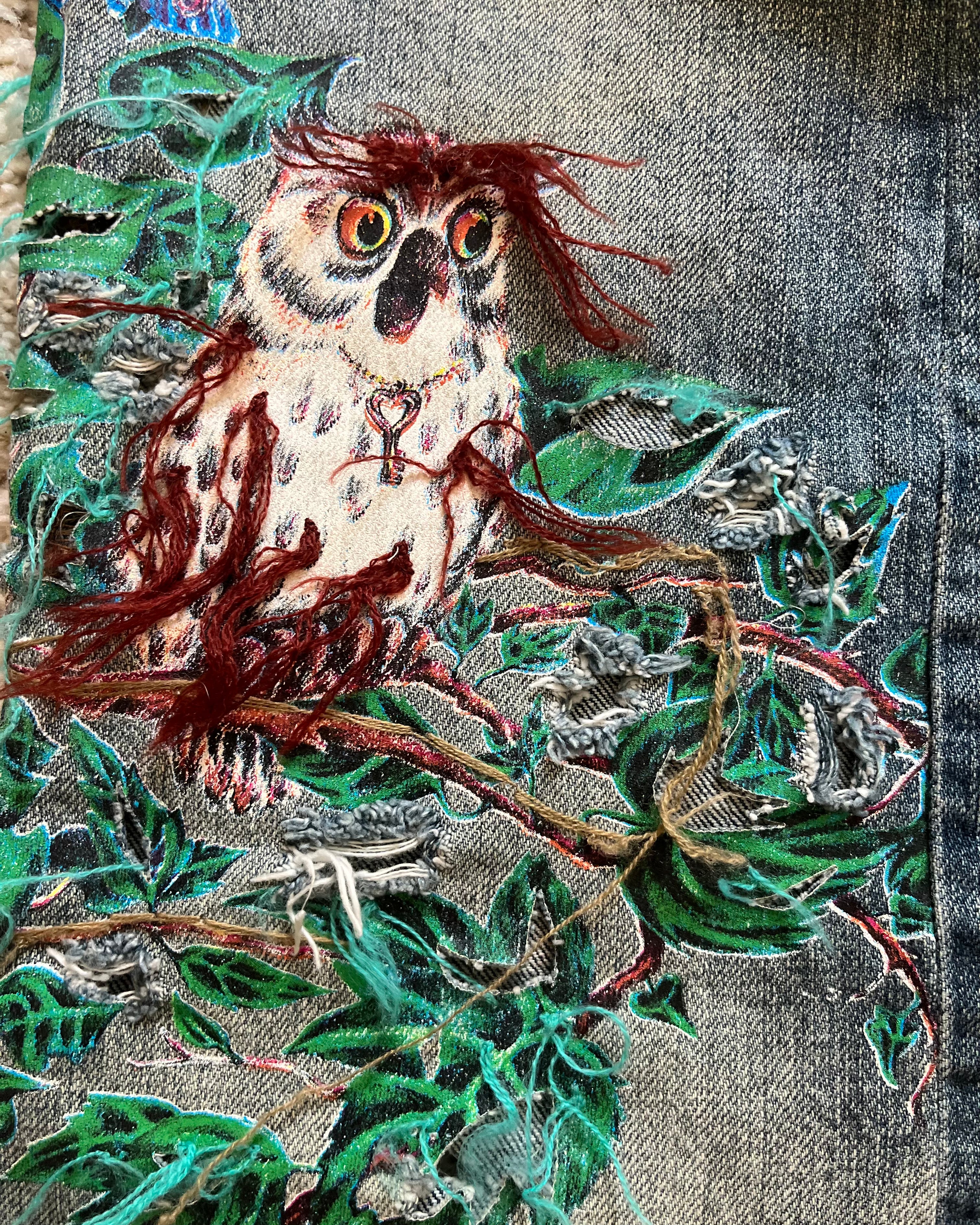 Roberto Cavalli Relief Owls Nature Embroidered (XS)