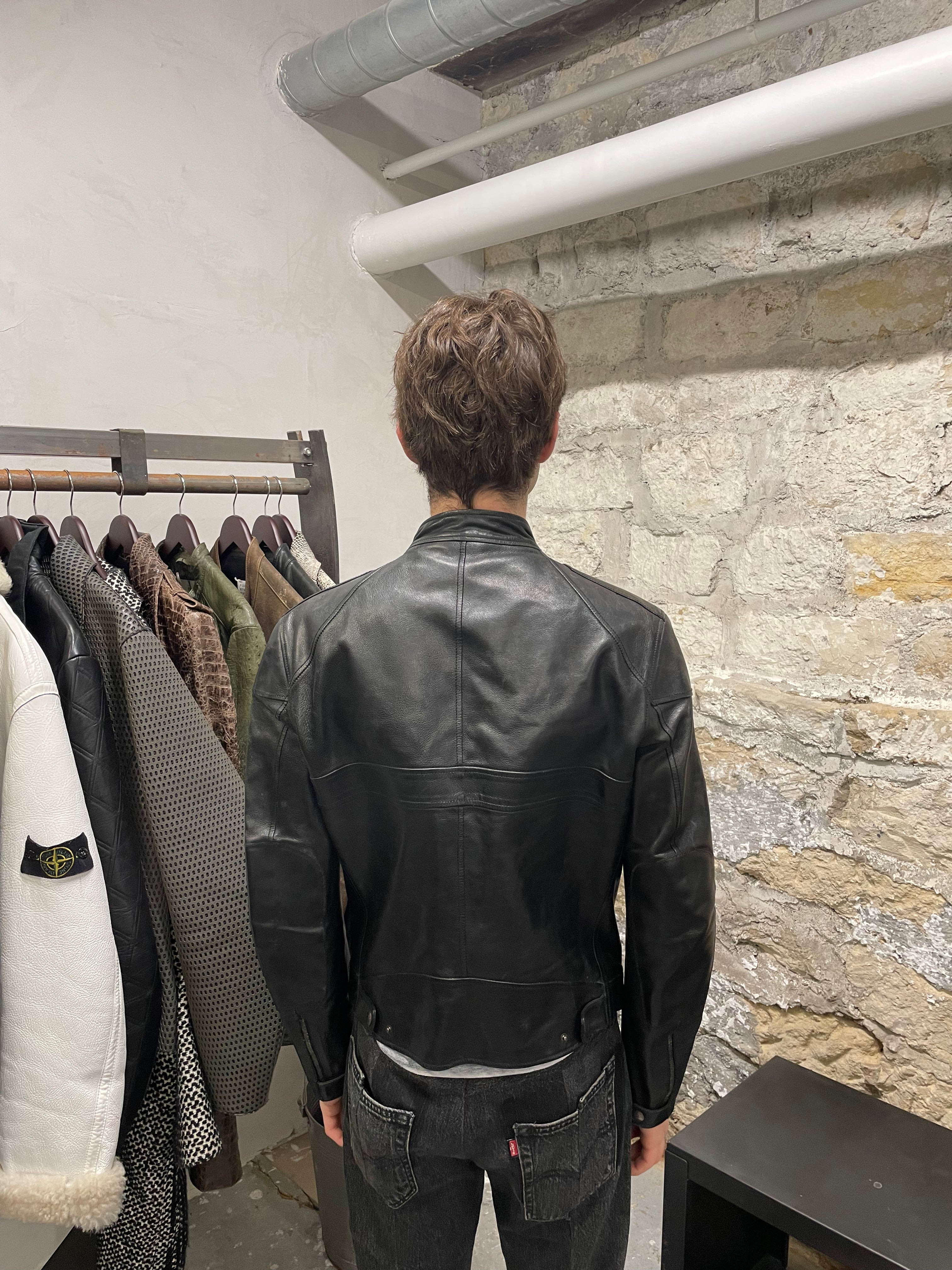 AW2004 Gucci Black Cafe Moto Biker Leather Jacket by Tom Ford  (S)