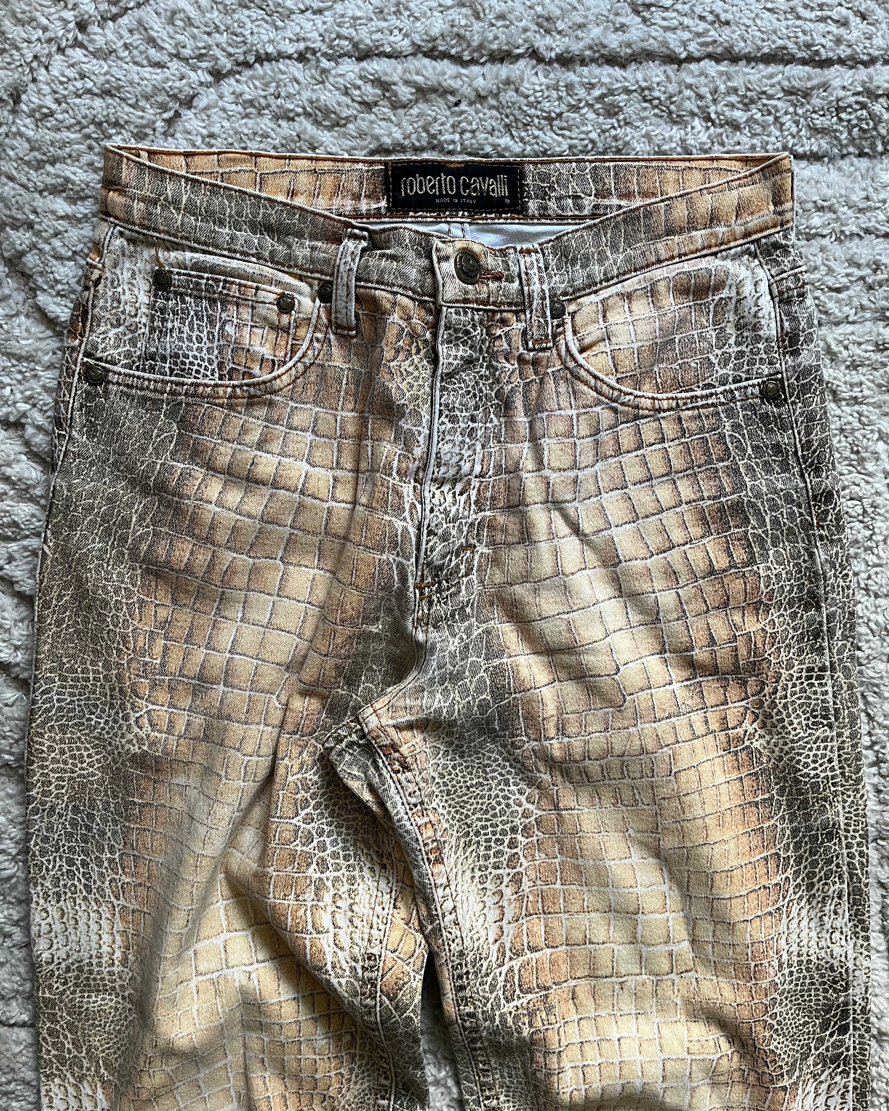 ロベルト カヴァリ コットン ベージュ クロコダイル エフェクト (S) 