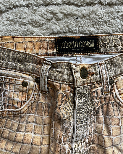 Roberto Cavalli Cotton Beige Crocodile Effect (S)