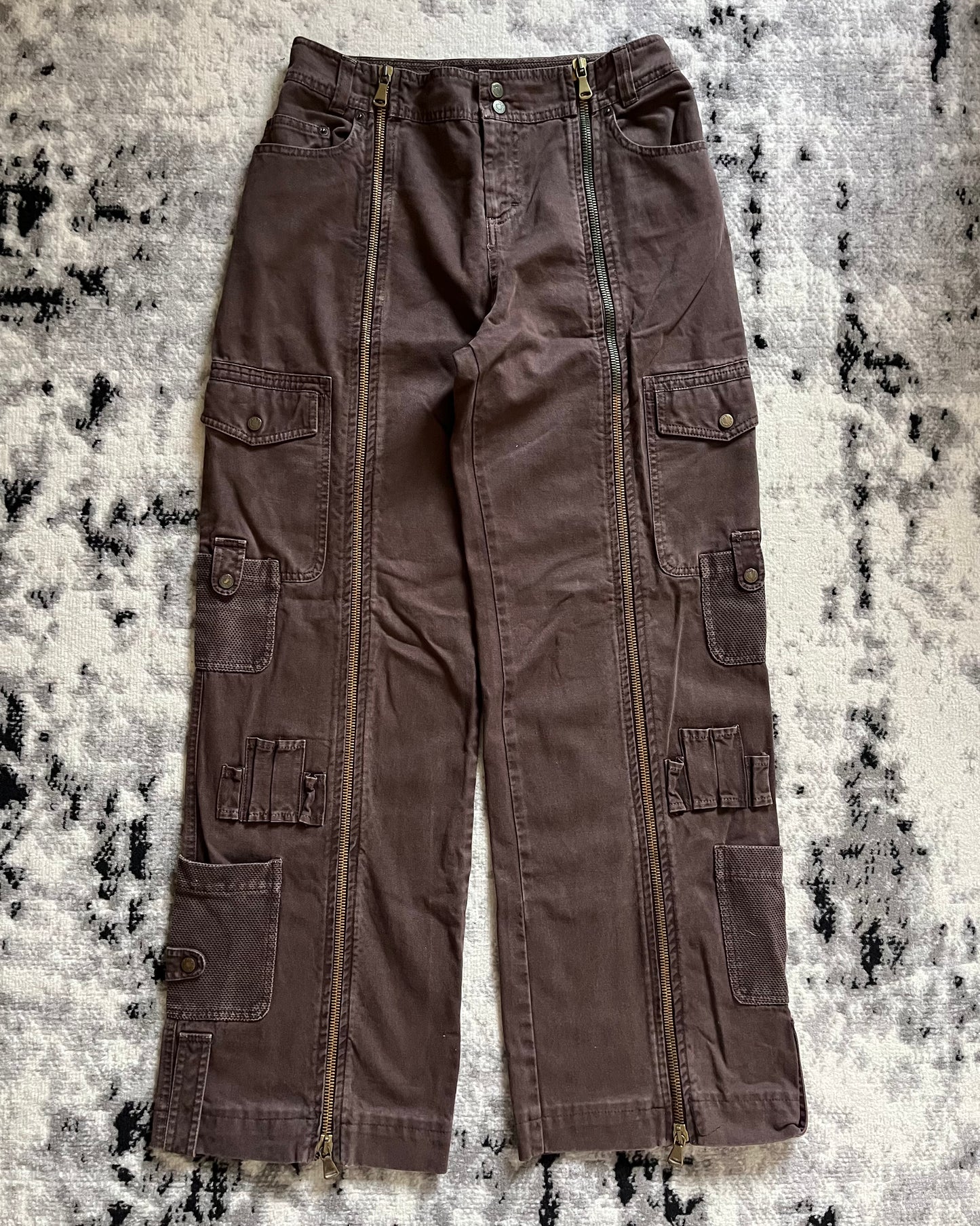 SS03 Dolce & Gabbana Full Zip Cargo Parachute Brown Pants (M) moo