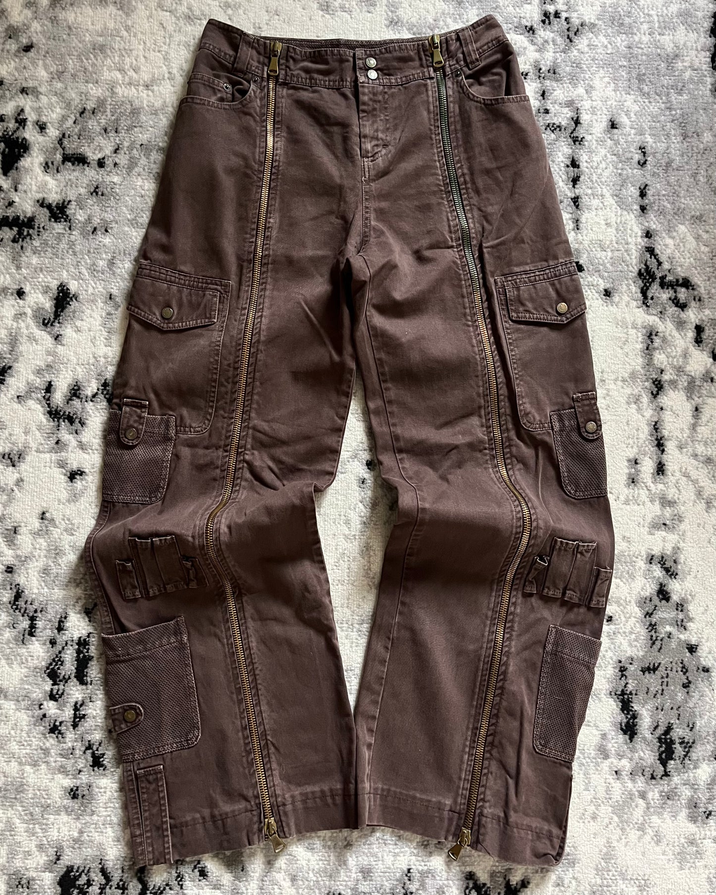 SS03 Dolce & Gabbana Full Zip Cargo Parachute Brown Pants (M) moo