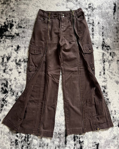 SS03 Dolce & Gabbana Full Zip Cargo Parachute Brown Pants (M) moo