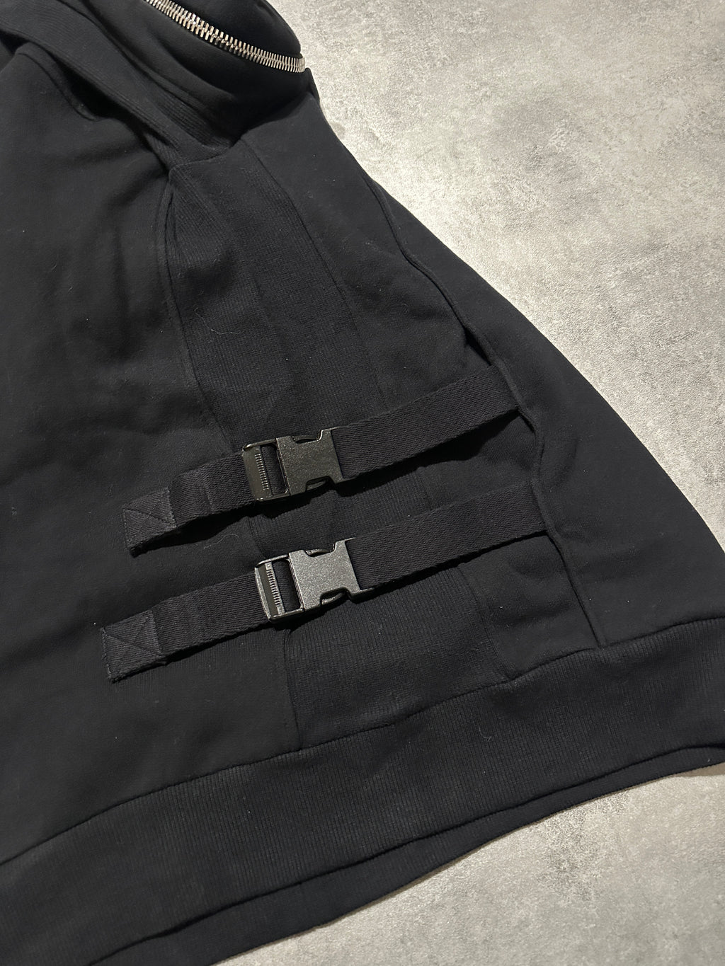 2000s Balmain Utility Arm Zippers Black Sweater (M)