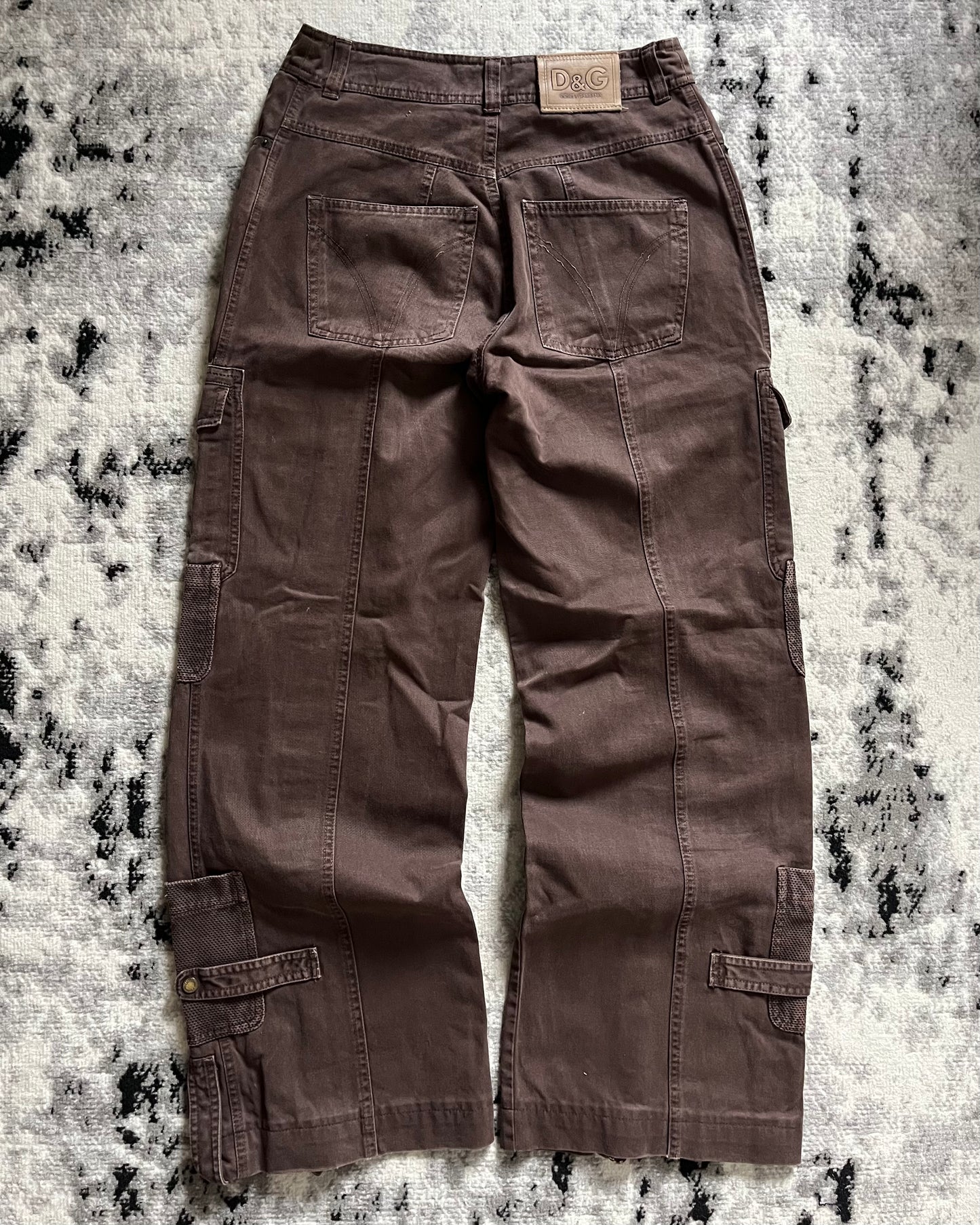 SS03 Dolce & Gabbana Full Zip Cargo Parachute Brown Pants (M) moo