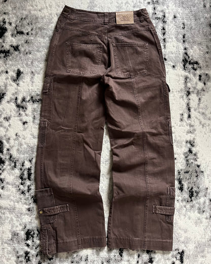 SS03 Dolce & Gabbana Full Zip Cargo Parachute Brown Pants (M) moo