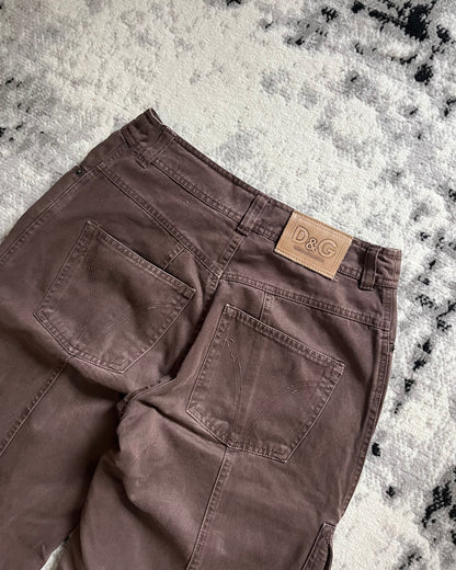 SS03 Dolce & Gabbana Full Zip Cargo Parachute Brown Pants (M) moo