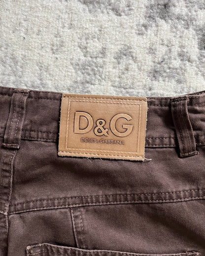 SS03 Dolce & Gabbana Full Zip Cargo Parachute Brown Pants (M) moo