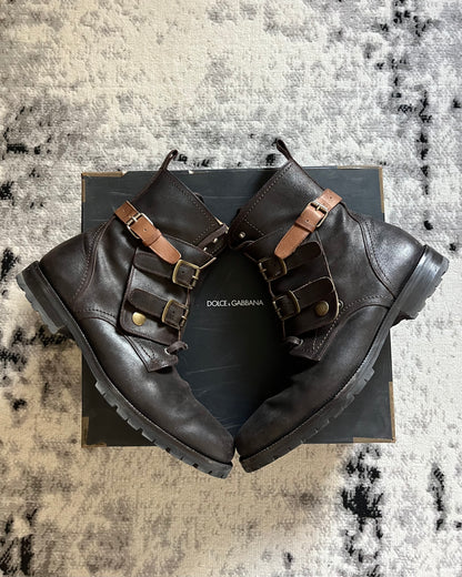 AW12 Dolce & Gabbana Crosta Oleata Brown Leather Boots (46eu/12us)