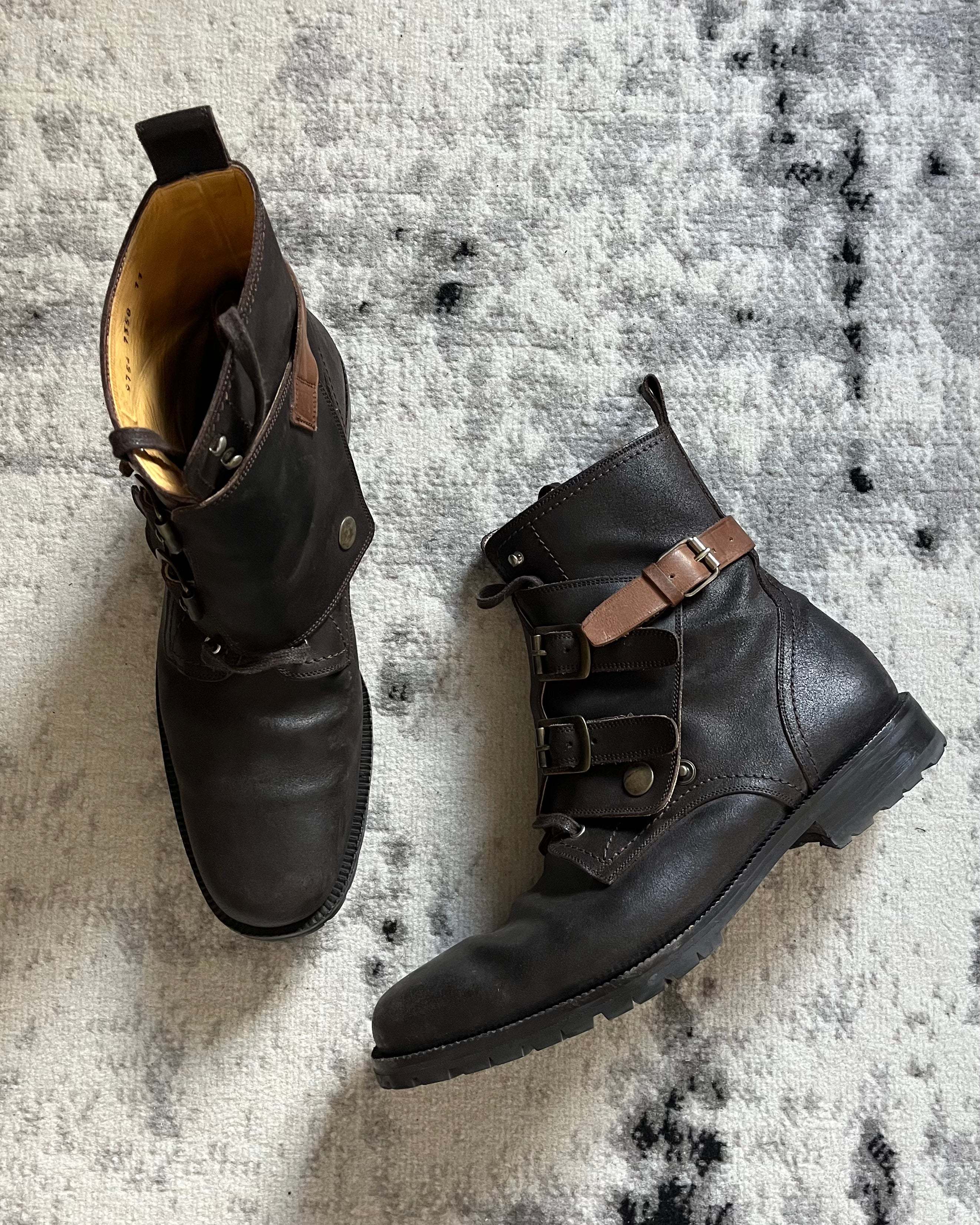 AW12 Dolce & Gabbana Crosta Oleata Brown Leather Boots (46eu/12us)