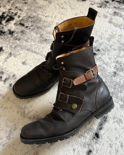 AW12 Dolce & Gabbana Crosta Oleata Brown Leather Boots (46eu/12us)