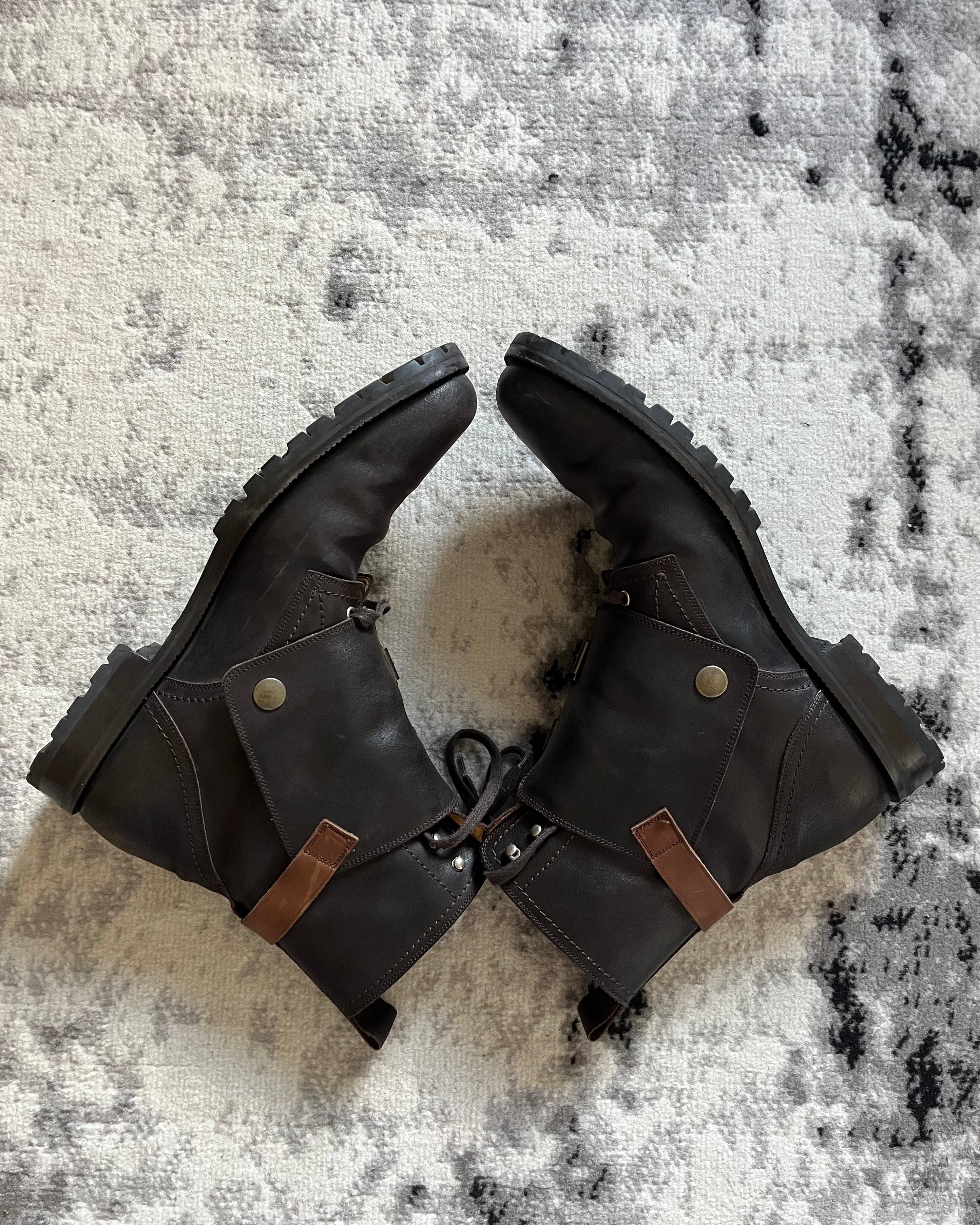 AW12 Dolce & Gabbana Crosta Oleata Brown Leather Boots (46eu/12us)