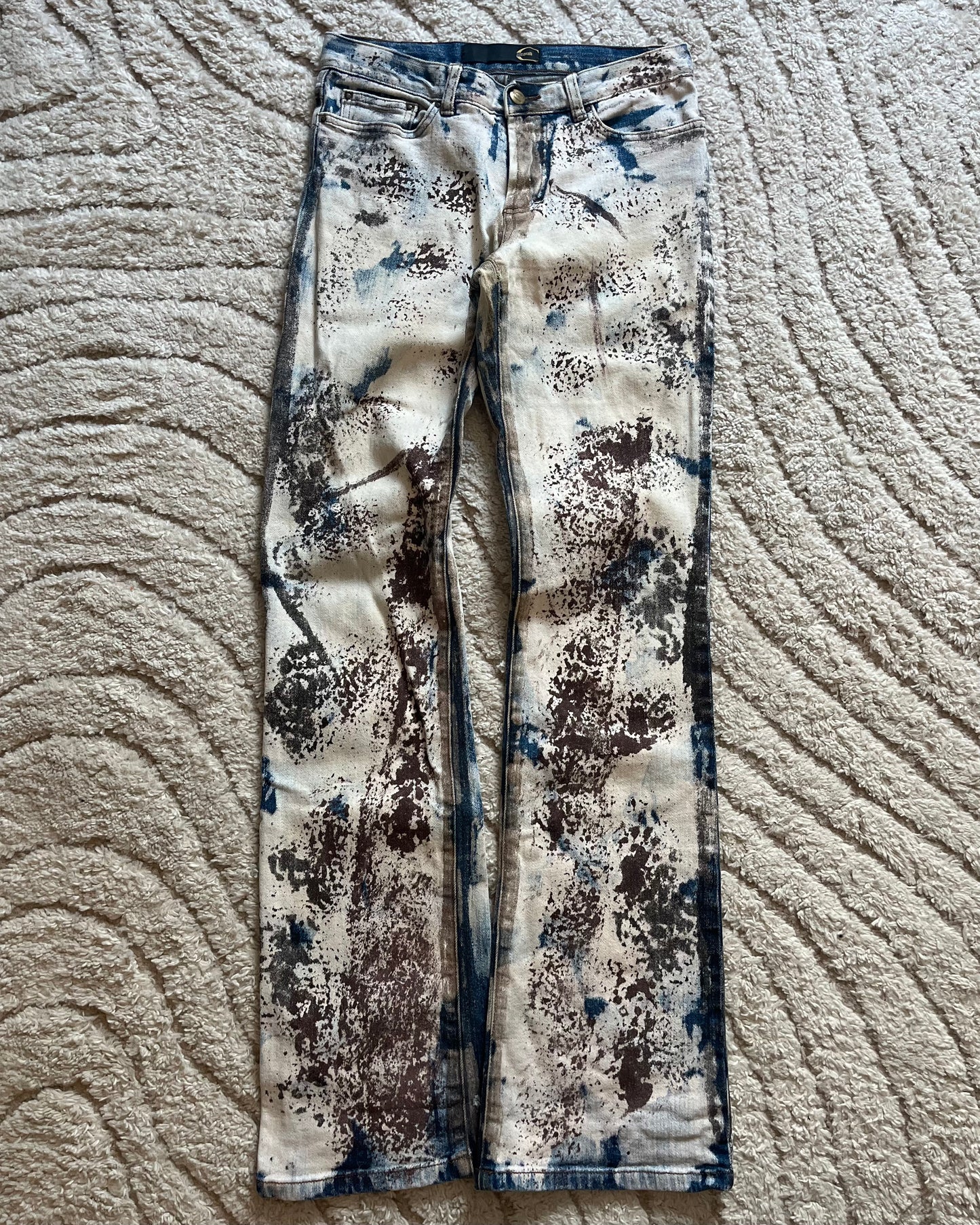 00s Cavalli White World Rust Eroded Pants (XS)