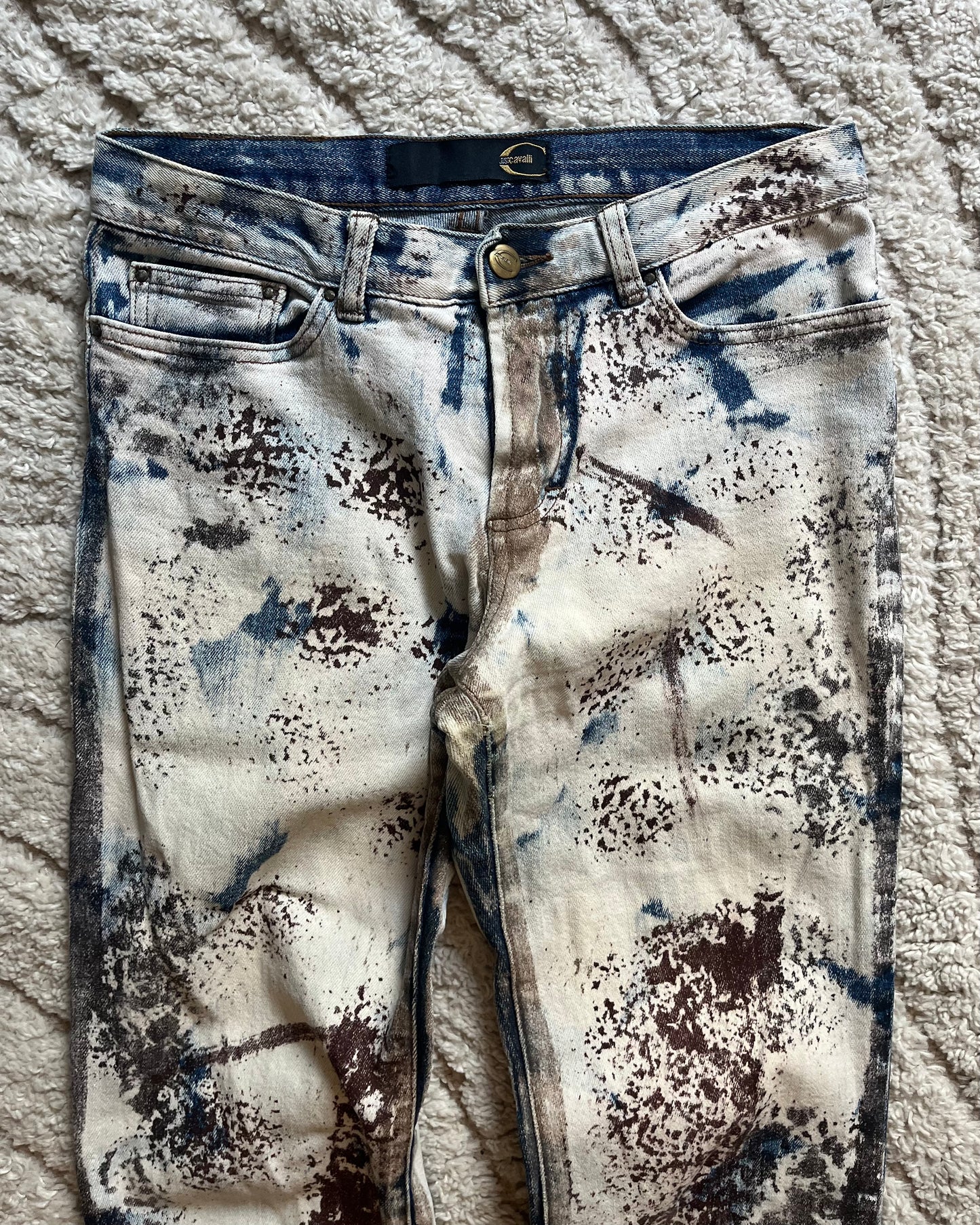 00s Cavalli White World Rust Eroded Pants (XS)