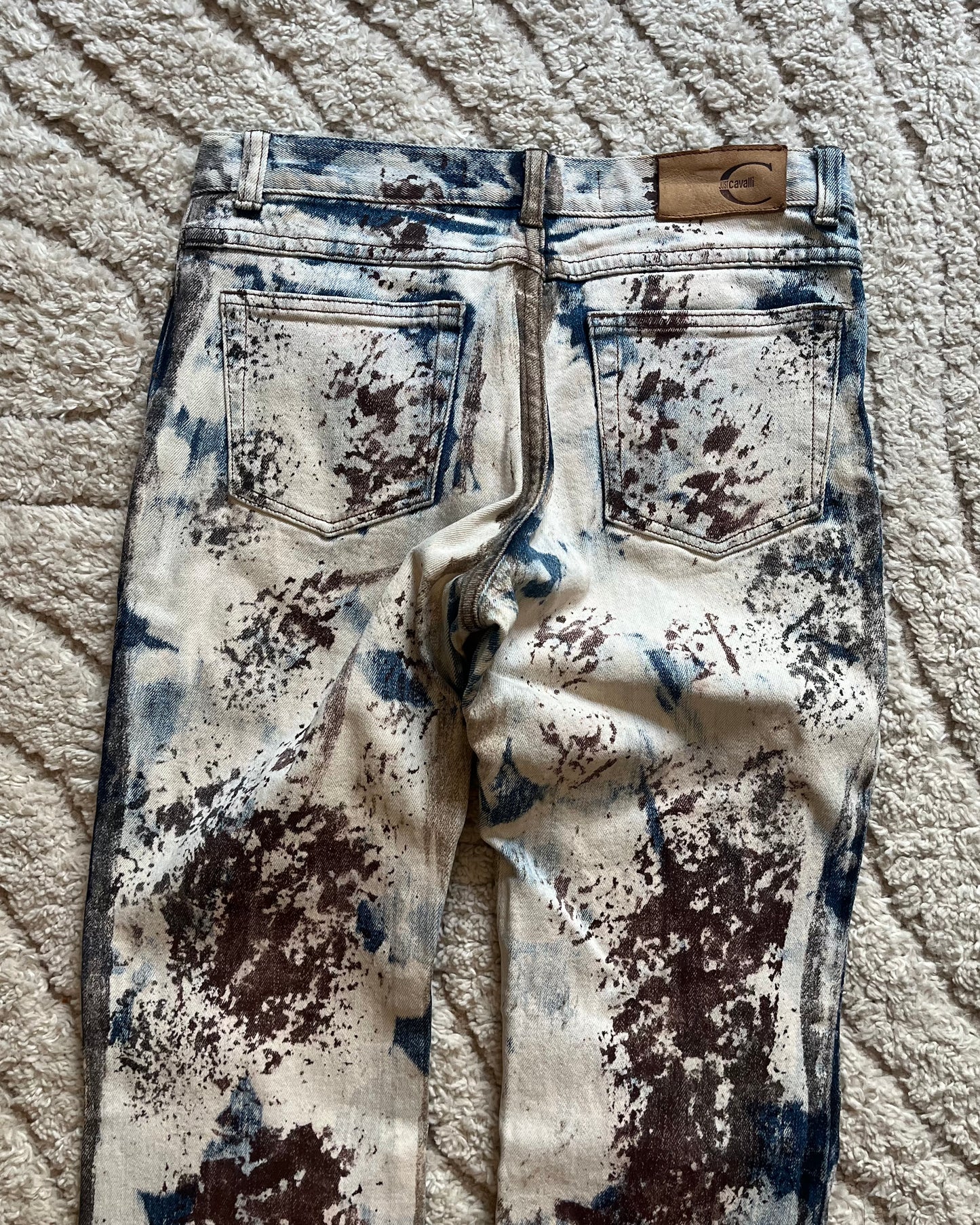 00s Cavalli White World Rust Eroded Pants (XS)