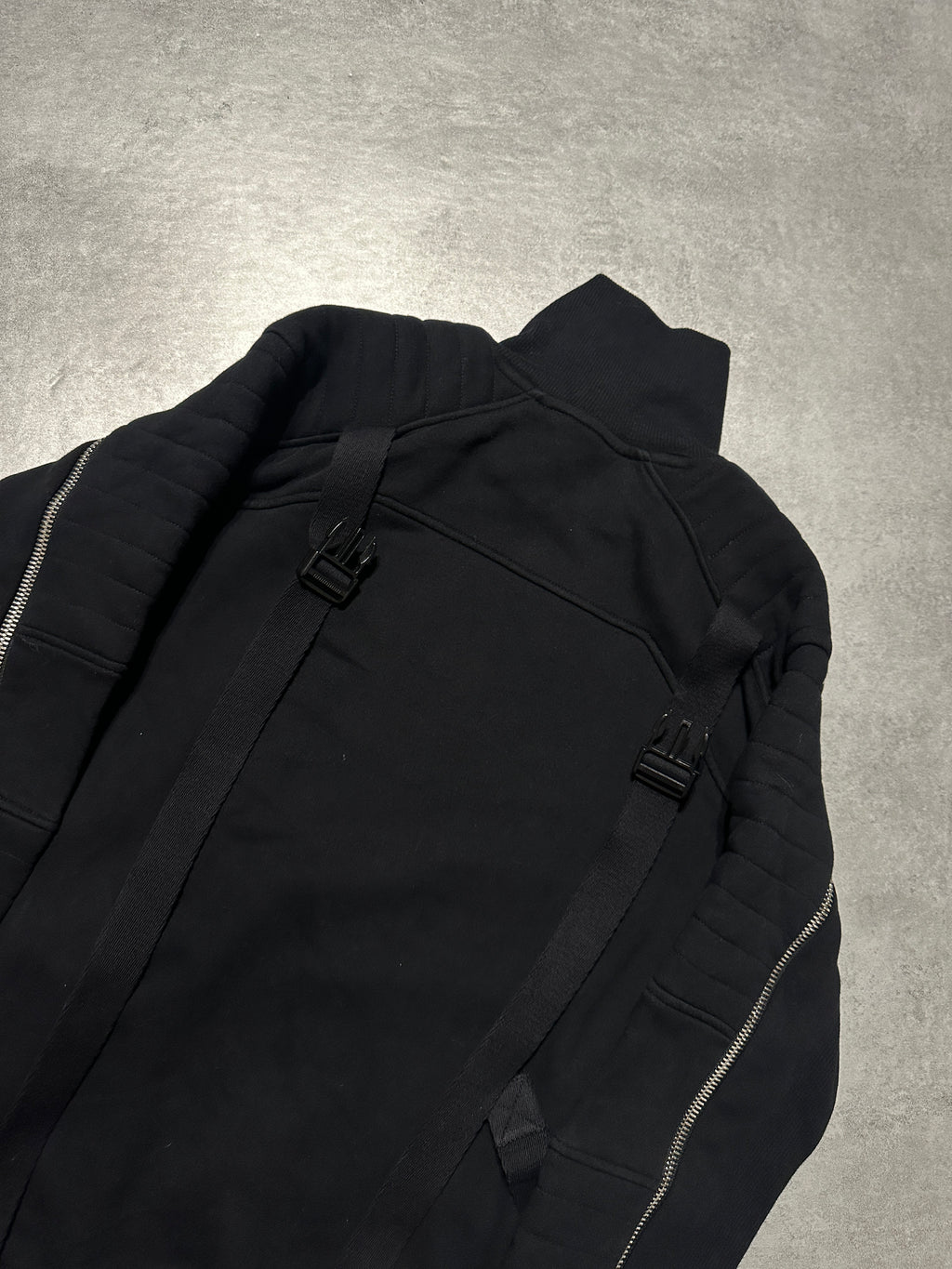 2000s Balmain Utility Arm Zippers Black Sweater (M)