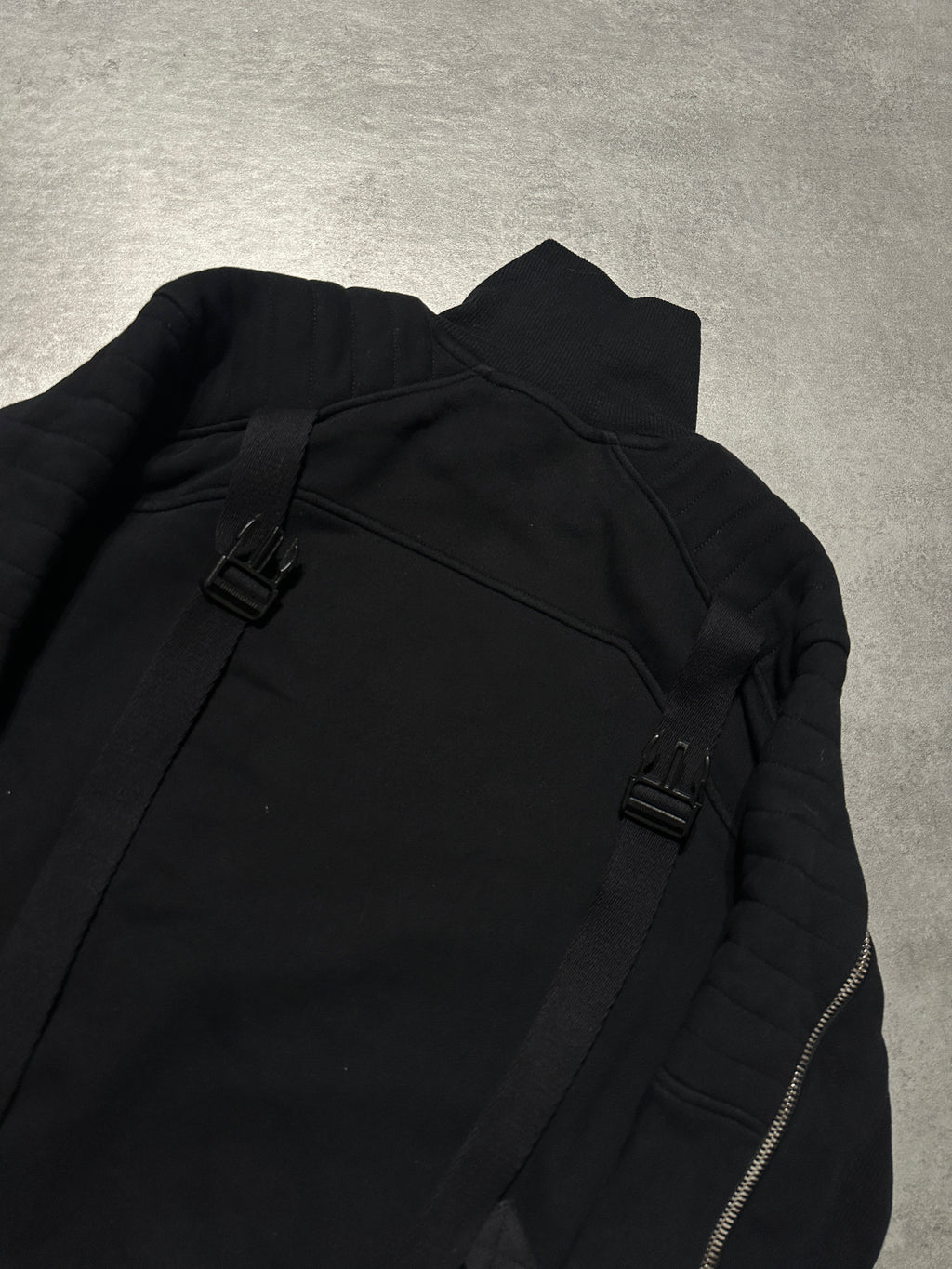 2000s Balmain Utility Arm Zippers Black Sweater (M)