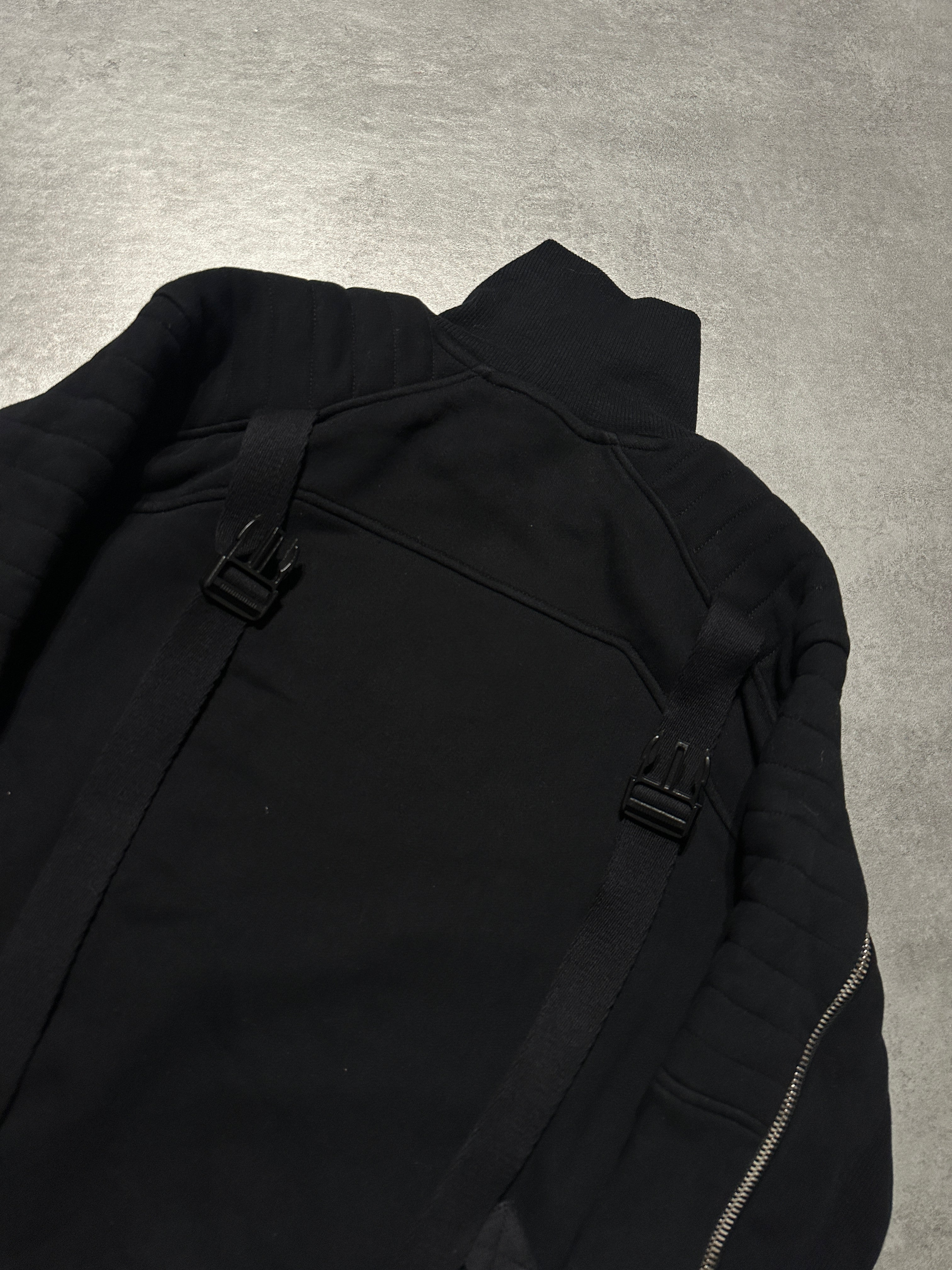 2000s Balmain Utility Arm Zippers Black Sweater (M)