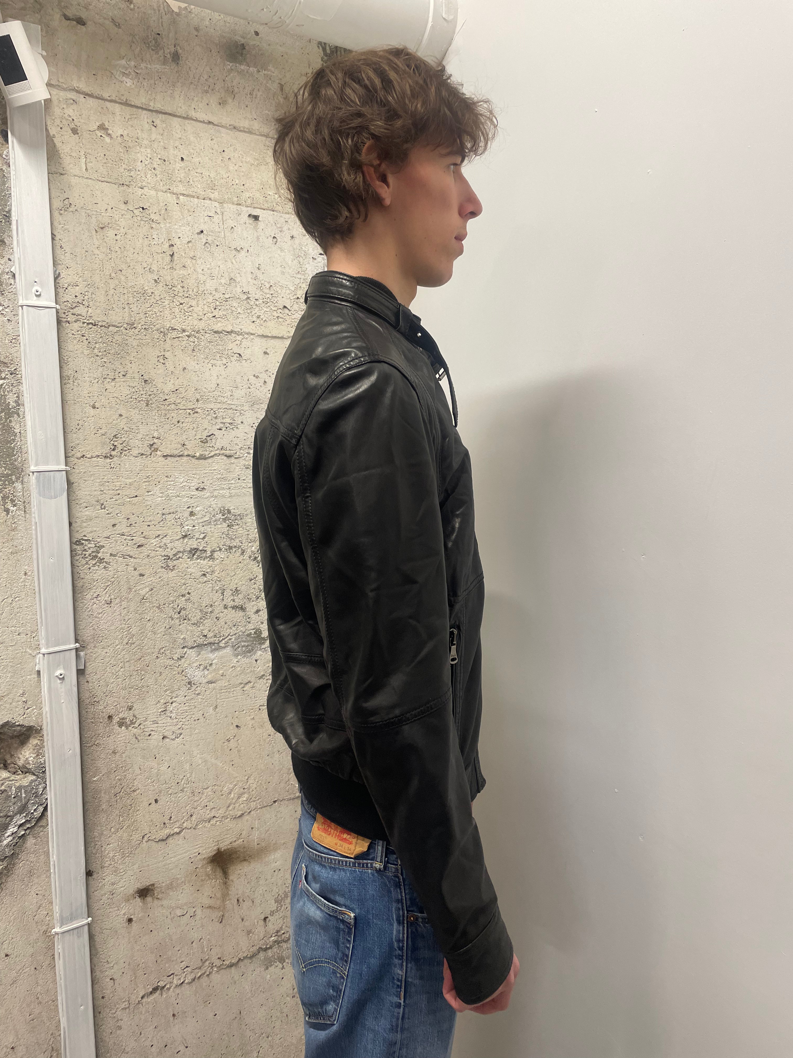 AW2005 dolce gabbana black leather jacket (L)