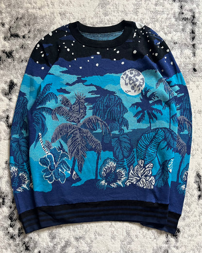 SS22 Dries Van Noten Prototype Blue Nature Atmosphere Sweater (M/L)