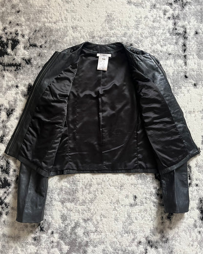 Givenchy Black Crystal Embellished Leather Zip Front Jacket (XS/S)