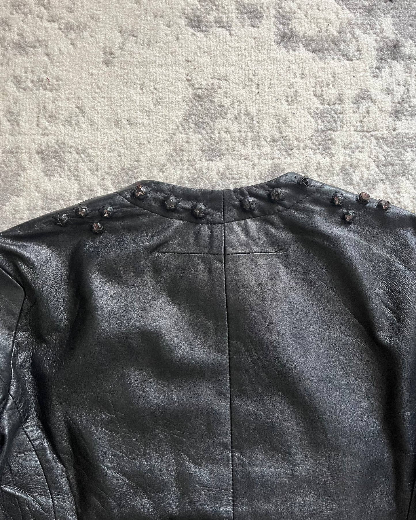 Givenchy Black Crystal Embellished Leather Zip Front Jacket (XS/S)
