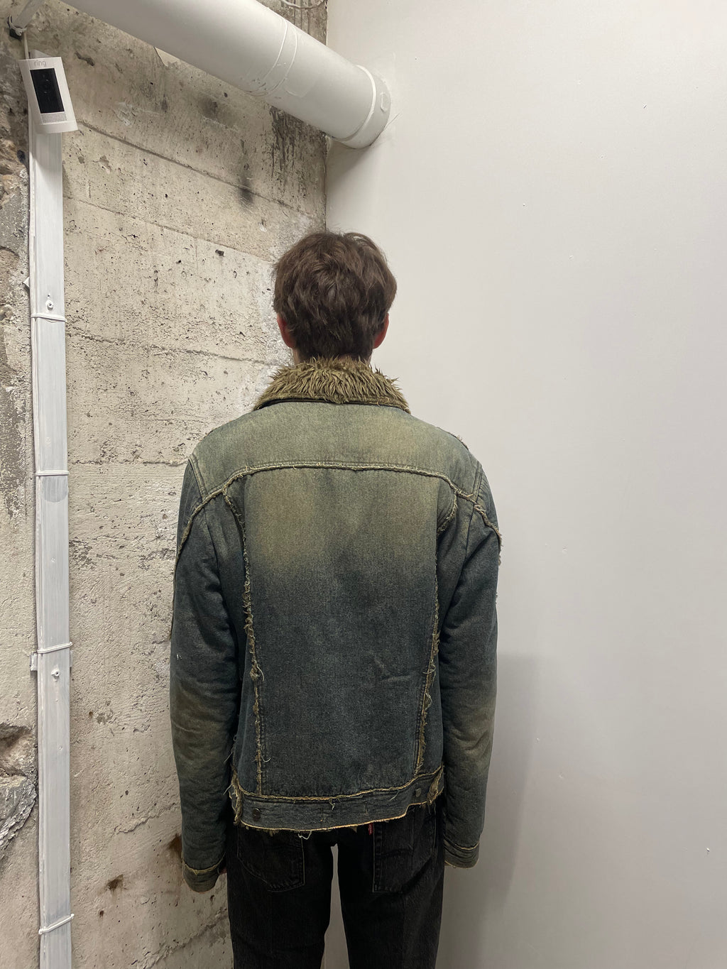 AW2005 Roberto Cavalli Blue Denim Fur Faded Jacket (L)