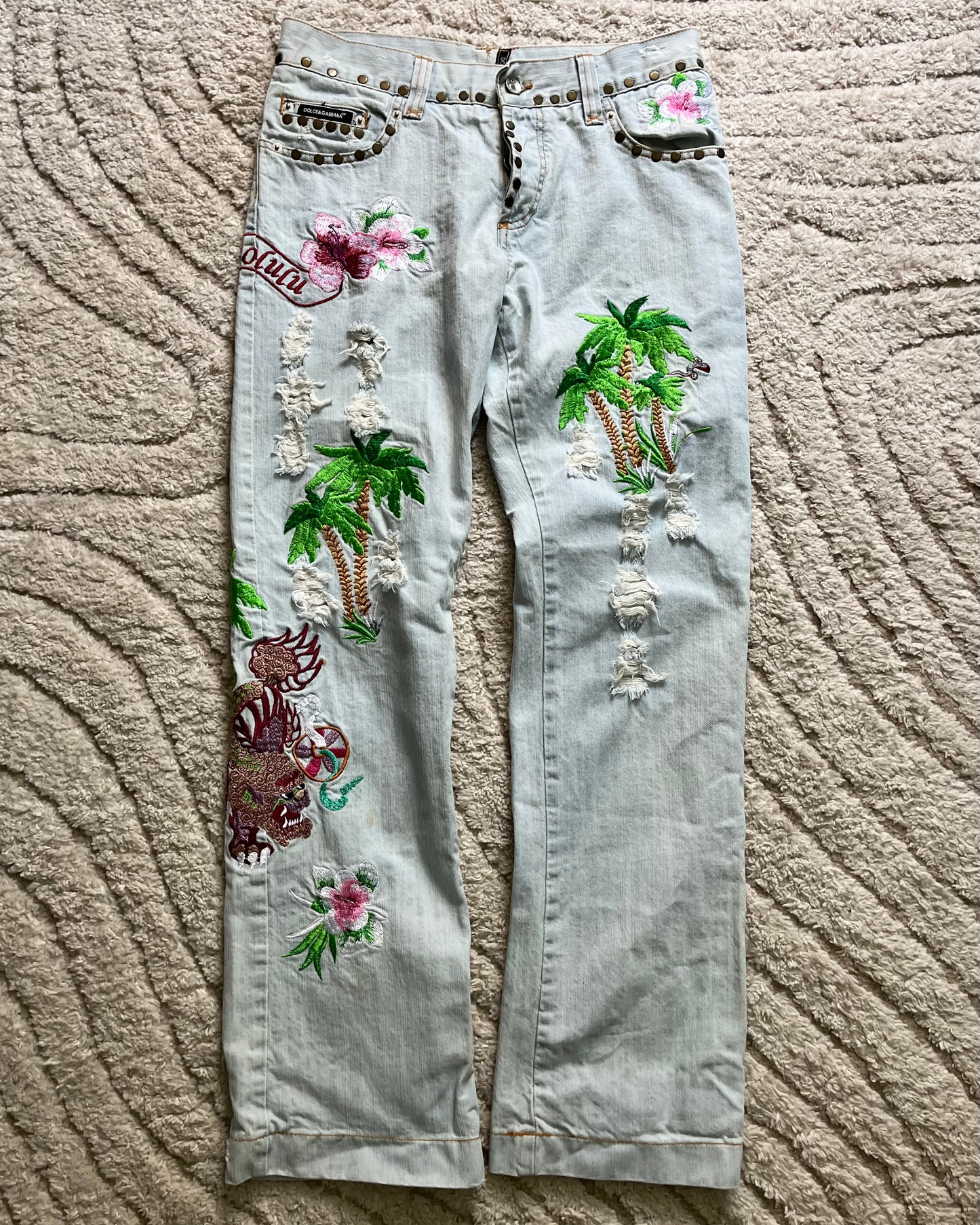 SS06 Dolce &amp; Gabbana 檀香山时装秀夏季牛仔裤 (S/M)