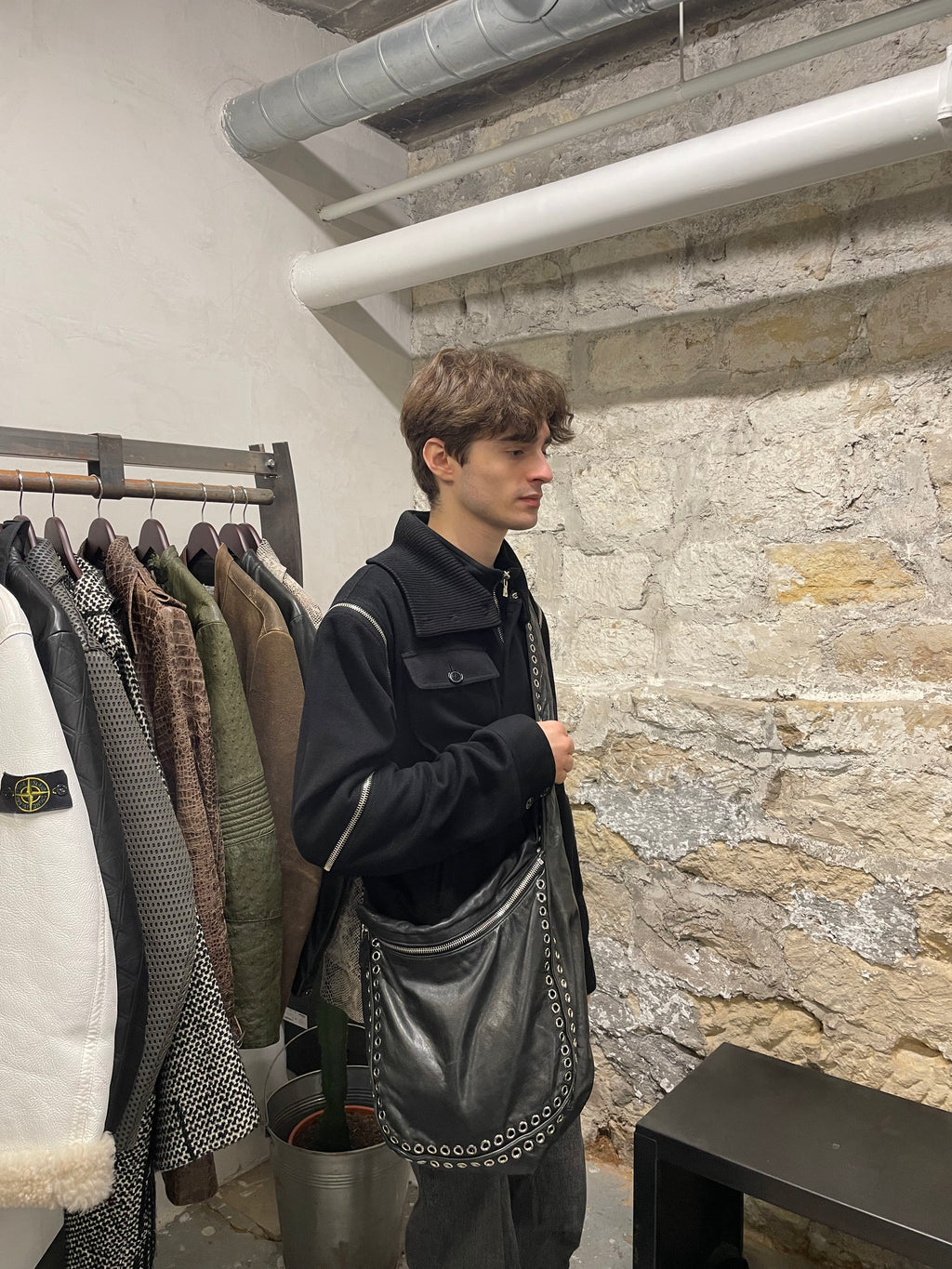 Marni Rock Embellished Black Leather Metallic Avant-Garde Bag (OS)
