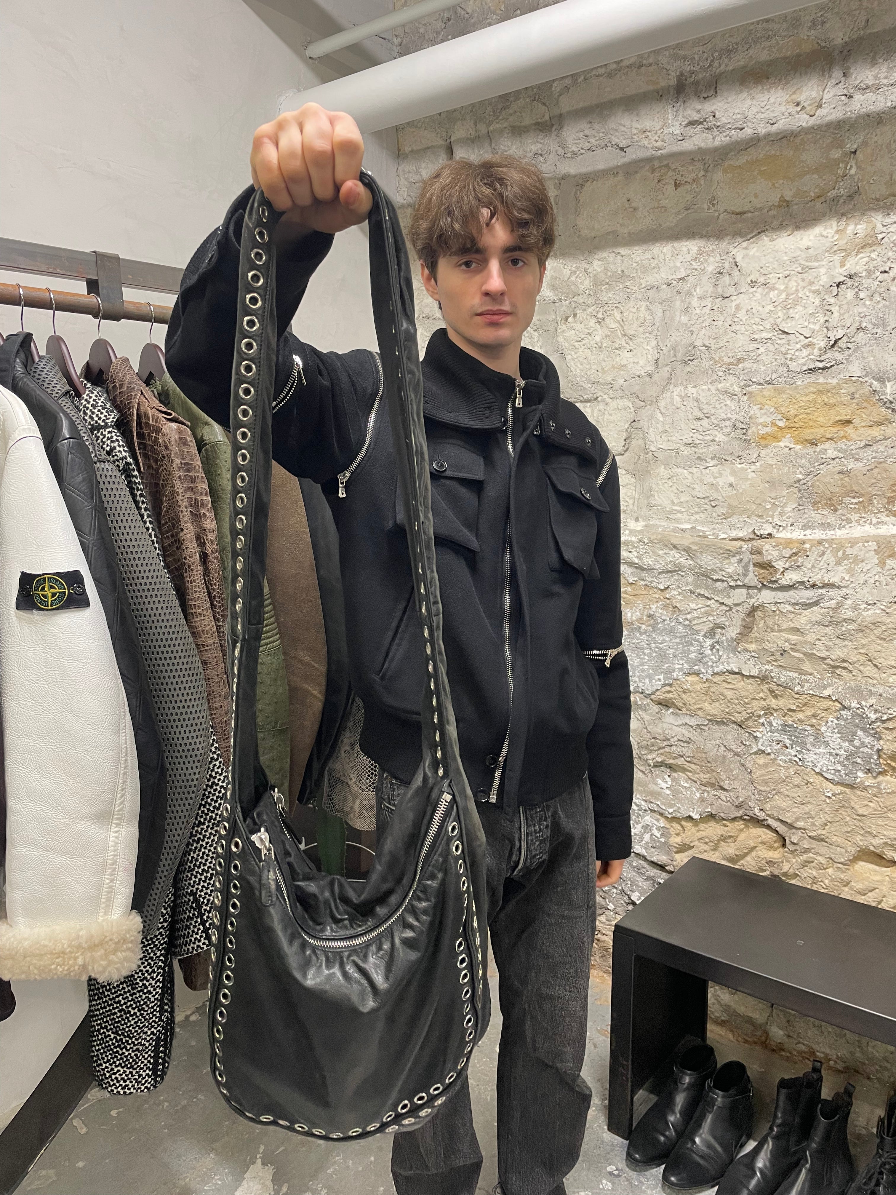Marni Rock Embellished Black Leather Metallic Avant-Garde Bag (OS)