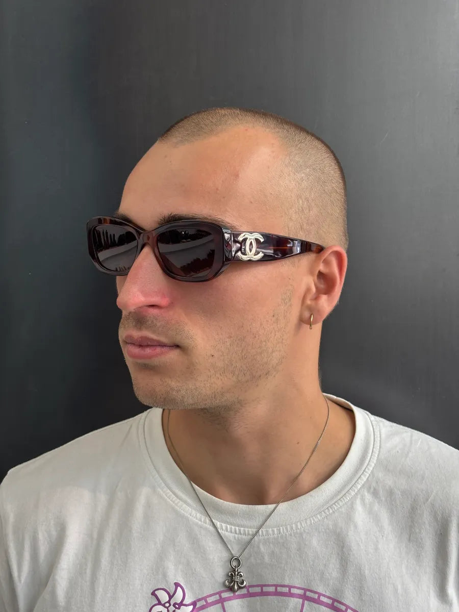 Chanel Brown Acetate Logo Sunglasses dKVfZYkp 2