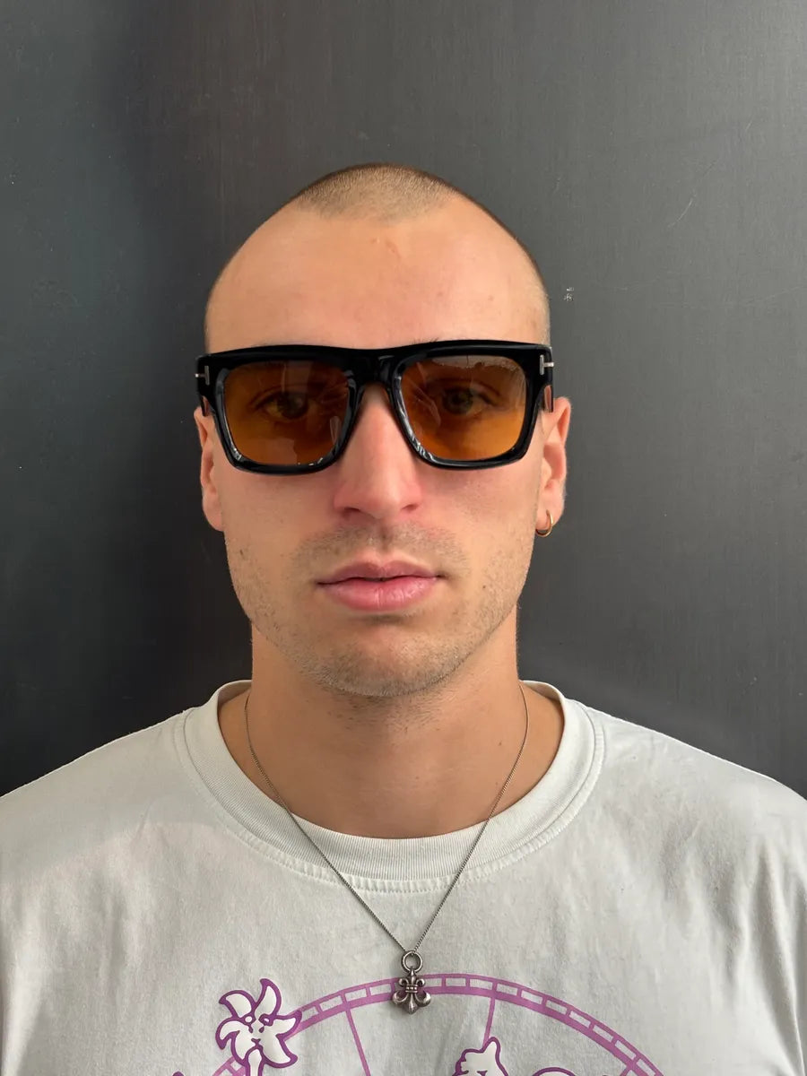 Tom Ford Black Acetate Amber-Lens Sunglasses gynBYOPe 2