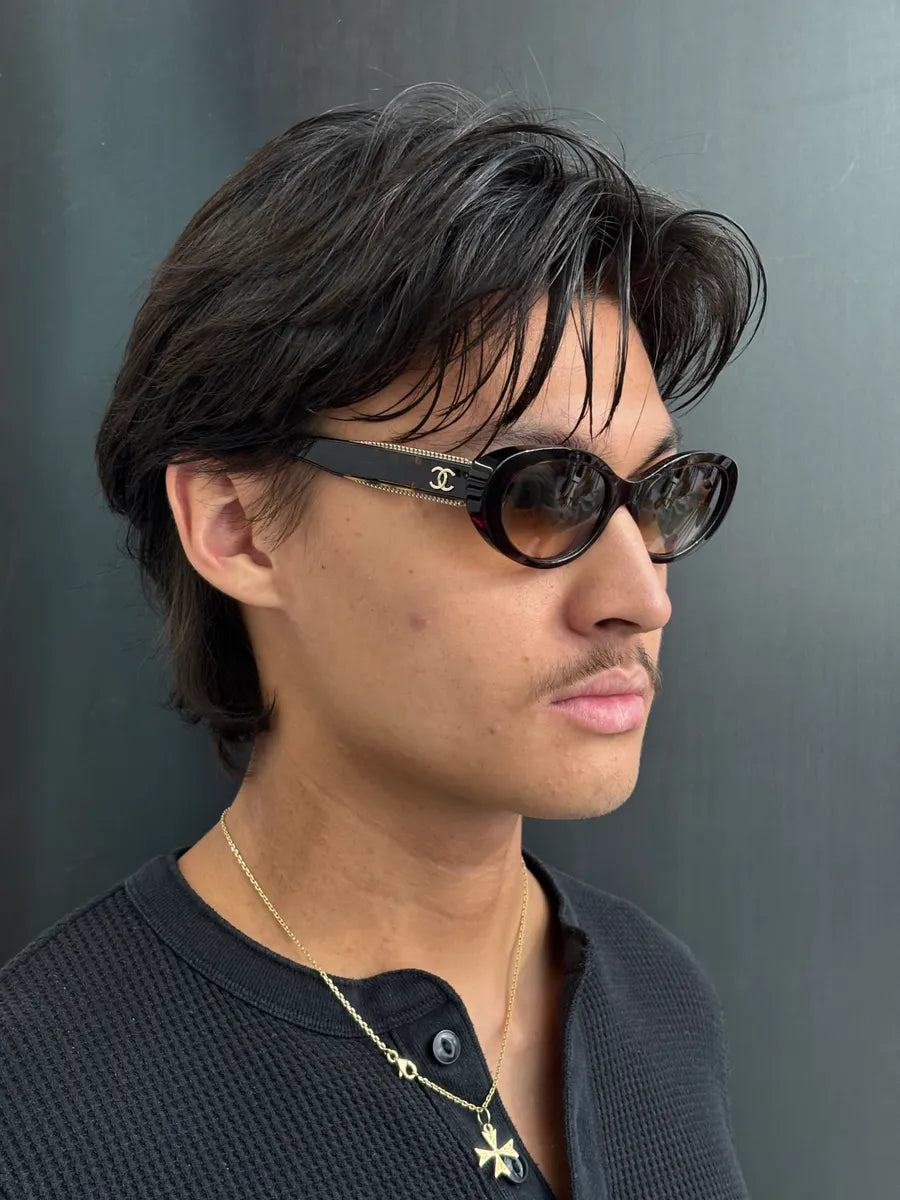 Chanel Brown Acetate Chain-Detail Sunglasses fzGSEBbf 3